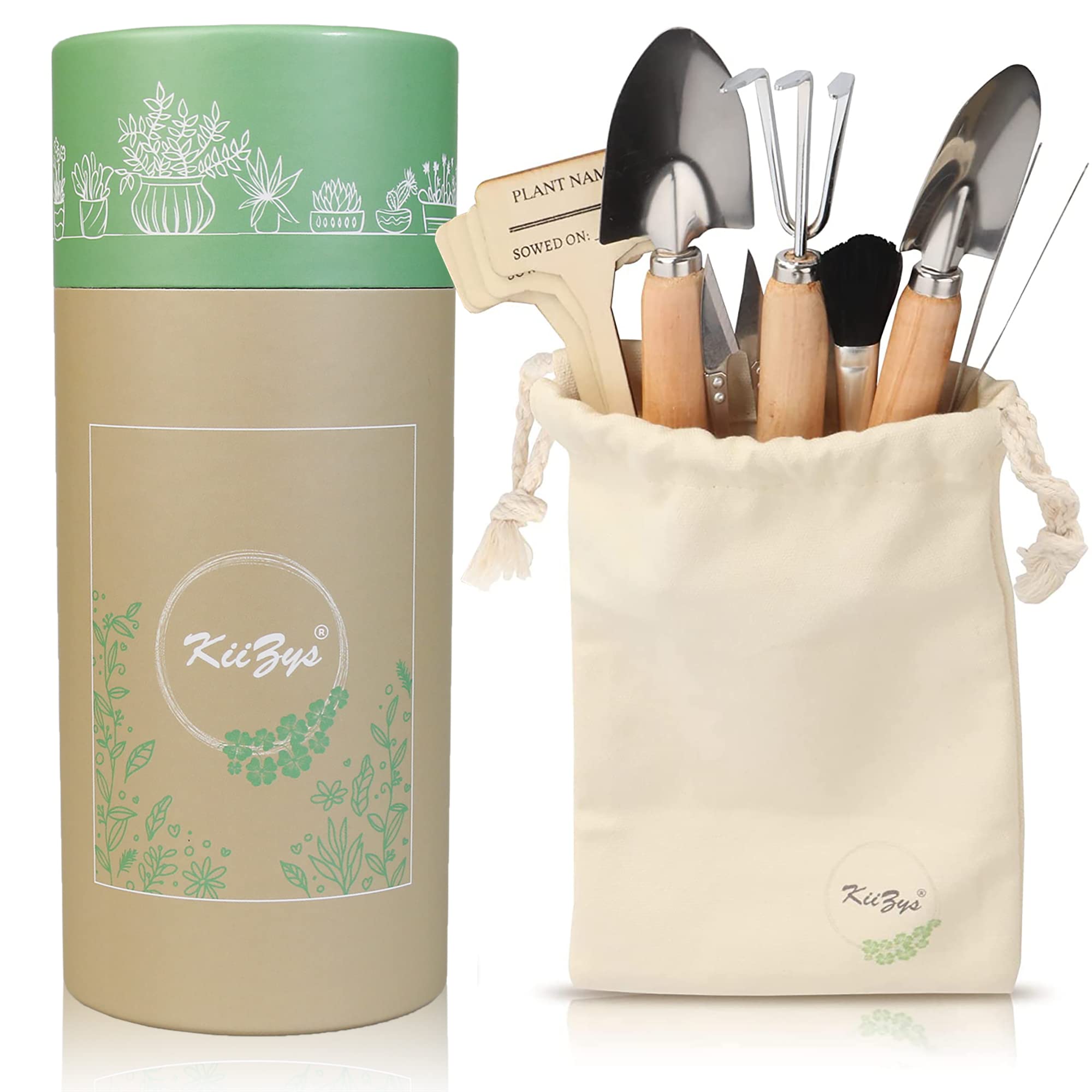 KiiZYS 12-Piece Indoor Garden Tools Set - Mini Gardening Hand Tools for Plants - Perfect Gardening Gifts for Women - Ideal for Indoor Planting, Herb Gardens & Small Space Gardening