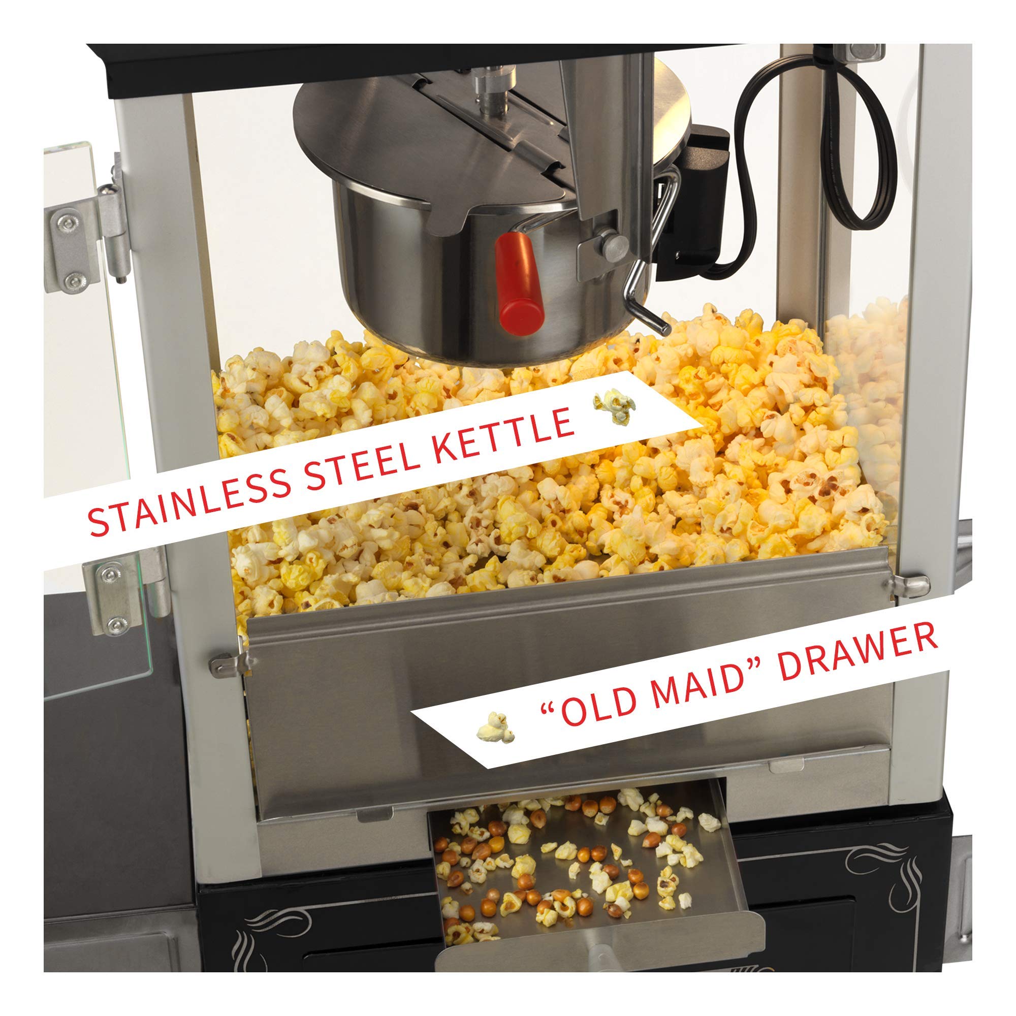 FunTime Carnival Style 4-Ounce Hot Oil Popcorn Machine - Black Commercial Popcorn Maker for Movie Nights, Parties & Events
