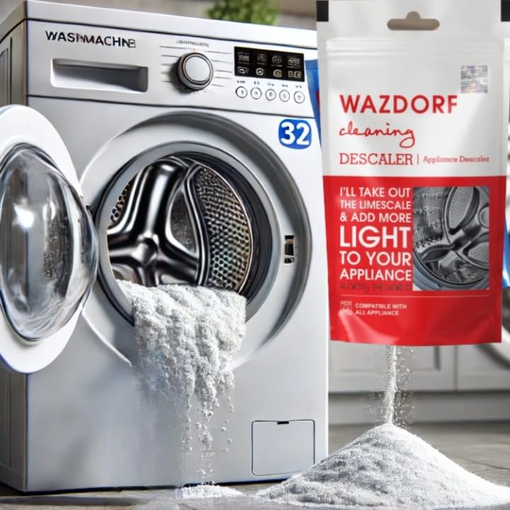 Washing Machine Cleaner & Descaler Powder - Front Load & Top Load Washer Detergent, Drum Cleaner (100g x 4 Pack) | Removes Odor, Mold & Limescale | For HE, Standard & Portable Washing Machines