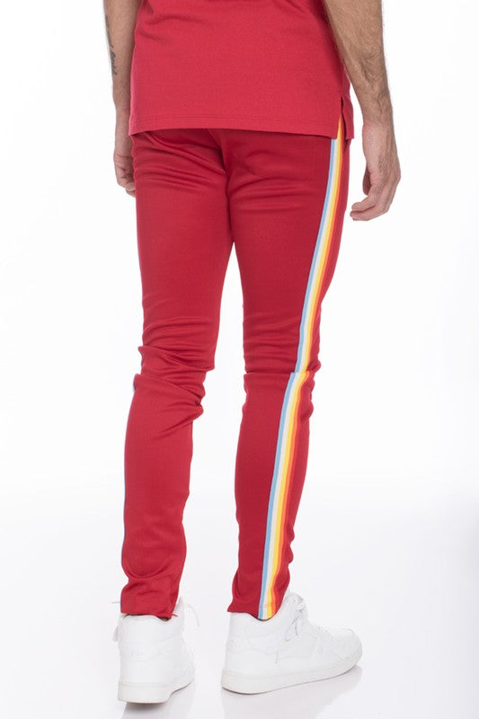 Rainbow Tape Track Pants for Men & Women - Stylish Striped Joggers for Running, Gym & Casual Wear