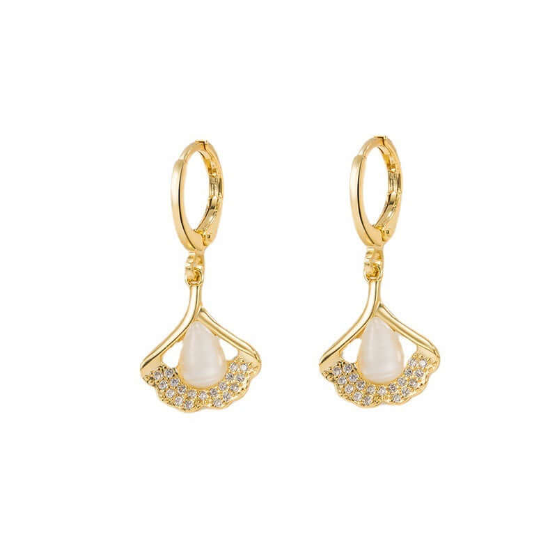 14K Gold Plated Ginkgo Leaf Huggie Earrings for Women - Dainty Boho Hoop Earrings for Everyday Wear | Perfect Gift for Her, Birthday, Anniversary | A8077