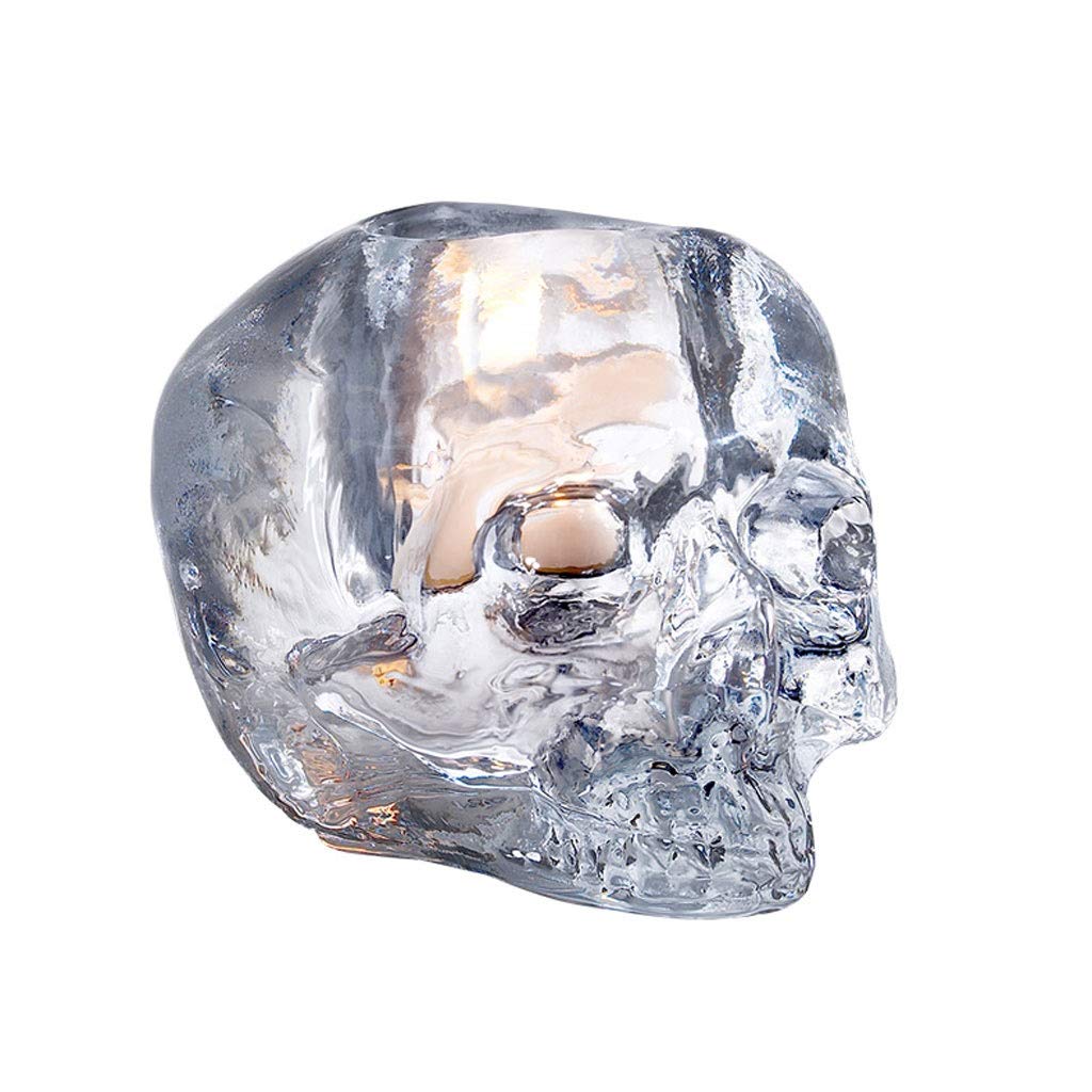 Nordic Creative Skull Crystal Glass Candle Holder - Transparent Gothic Candlestick for Wedding, Dining Table, Home Decor & Desktop Decoration - Perfect for Halloween, Gothic Parties & Romantic Dinners