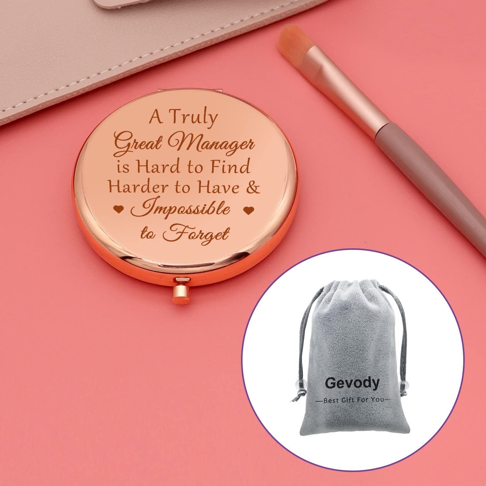 Best Manager Appreciation Gifts - Personalized Compact Makeup Mirror for Women Leaders, Bosses & Coworkers | Birthday, Retirement, Farewell & Office Gift Idea | Perfect for Professional Use, Home Vanity & Travel