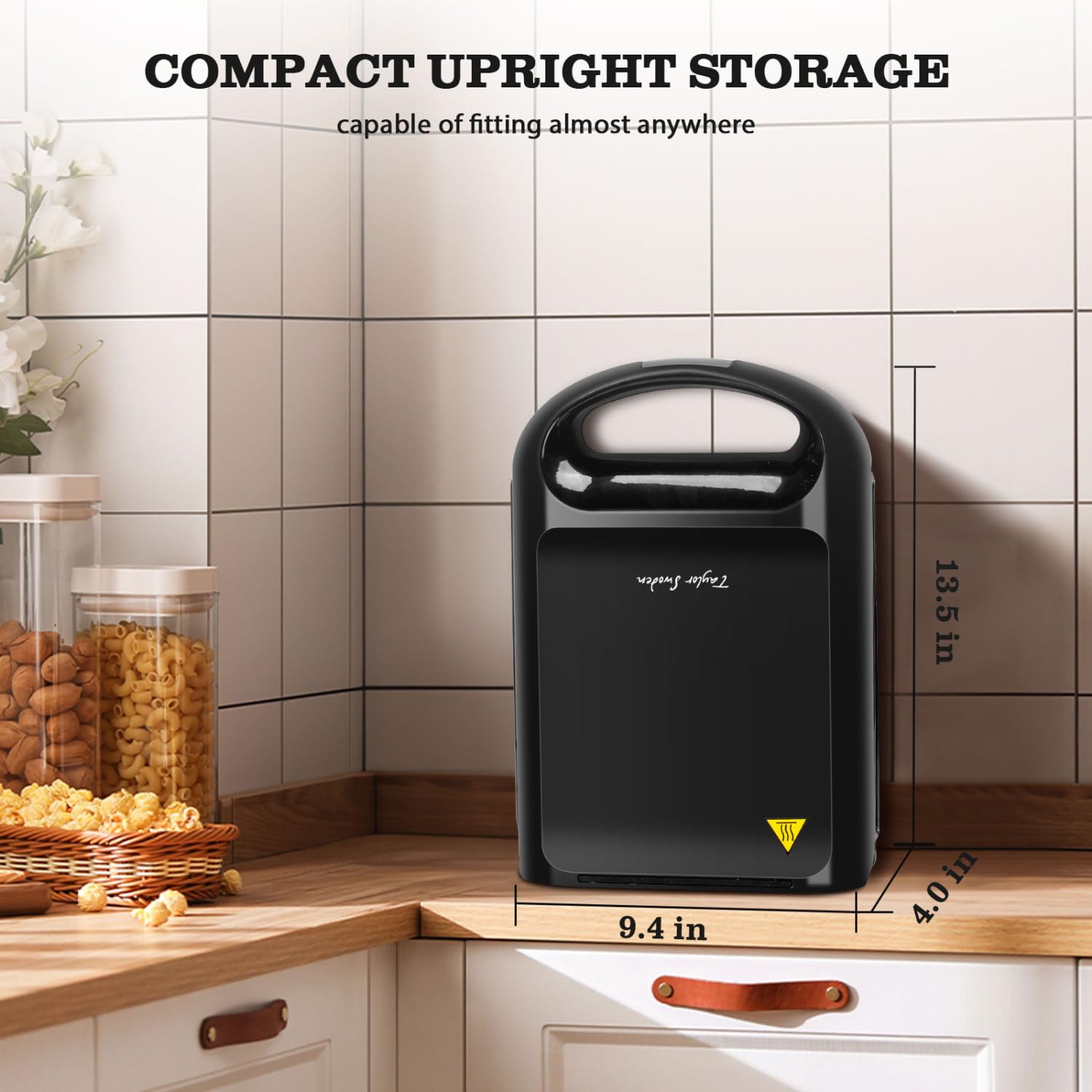Taylor Swoden 3-in-1 Sandwich Maker & 4-Slice Waffle Iron, 1200W Panini Press Grill with Non-Stick Plates, Double-Sided Heating, Indicator Lights & Cool-Touch Handle - Perfect for Breakfast, Brunch & Quick Meals - Easy to Use & Clean (Black)
