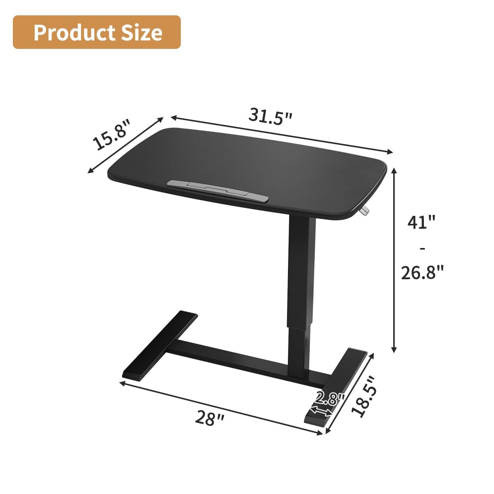 Adjustable Overbed Table with Tray - Mobile Hospital Bedside Desk, Portable Laptop Stand for Home & Office Use - Perfect for Patients, Students, and Remote Workers