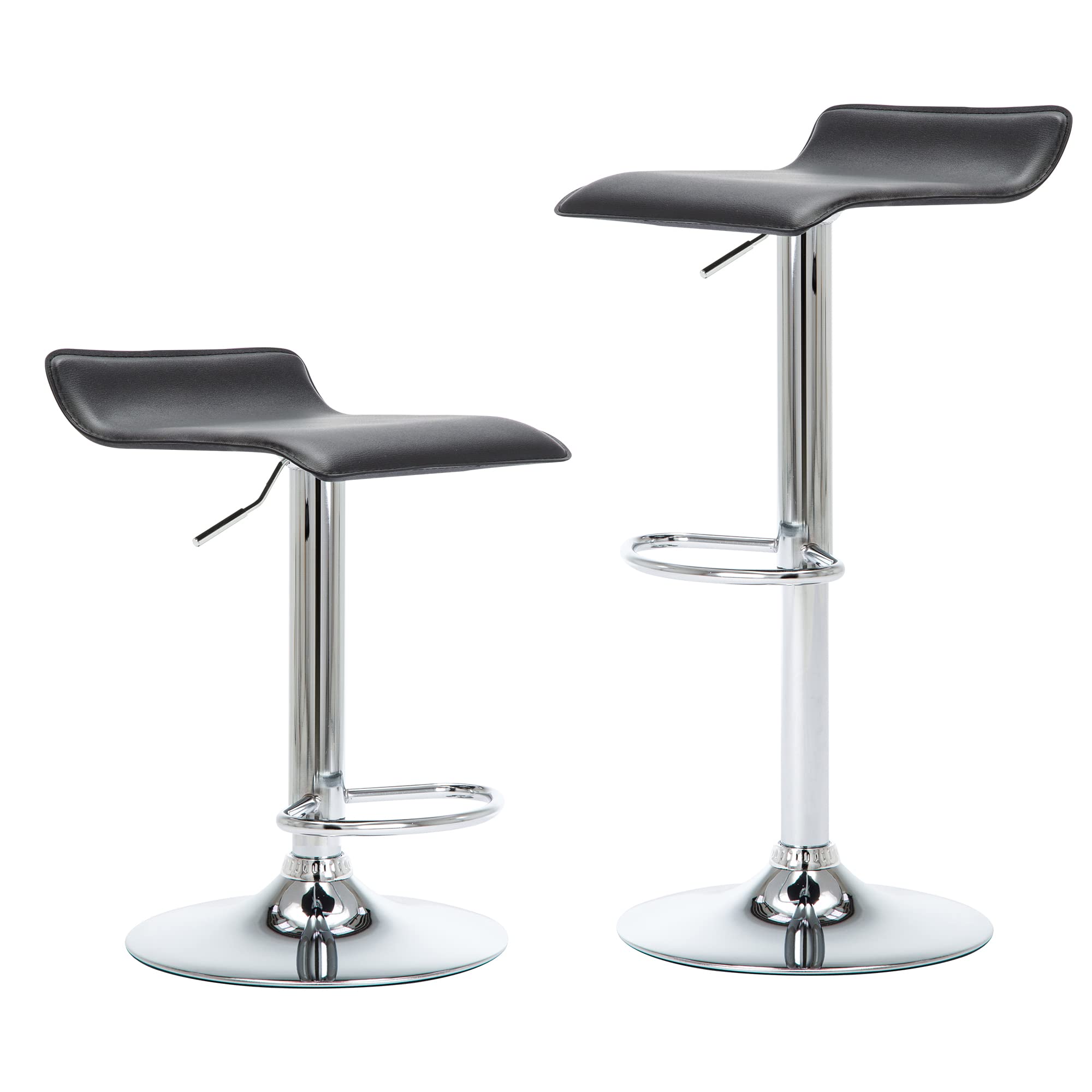 NOBPEINT Modern Chrome Adjustable Swivel Bar Stools - Set of 4 Black Counter Height Stools for Kitchen Island, Breakfast Bar & Home Decor