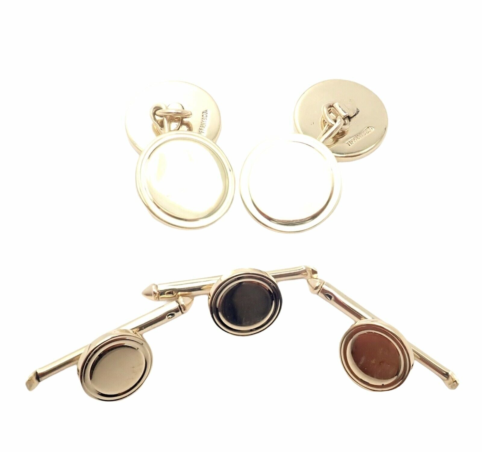 Authentic Tiffany & Co. 14k Yellow Gold Men's Cufflinks & Tuxedo Buttons Set - Perfect for Weddings, Formal Events & Business Attire