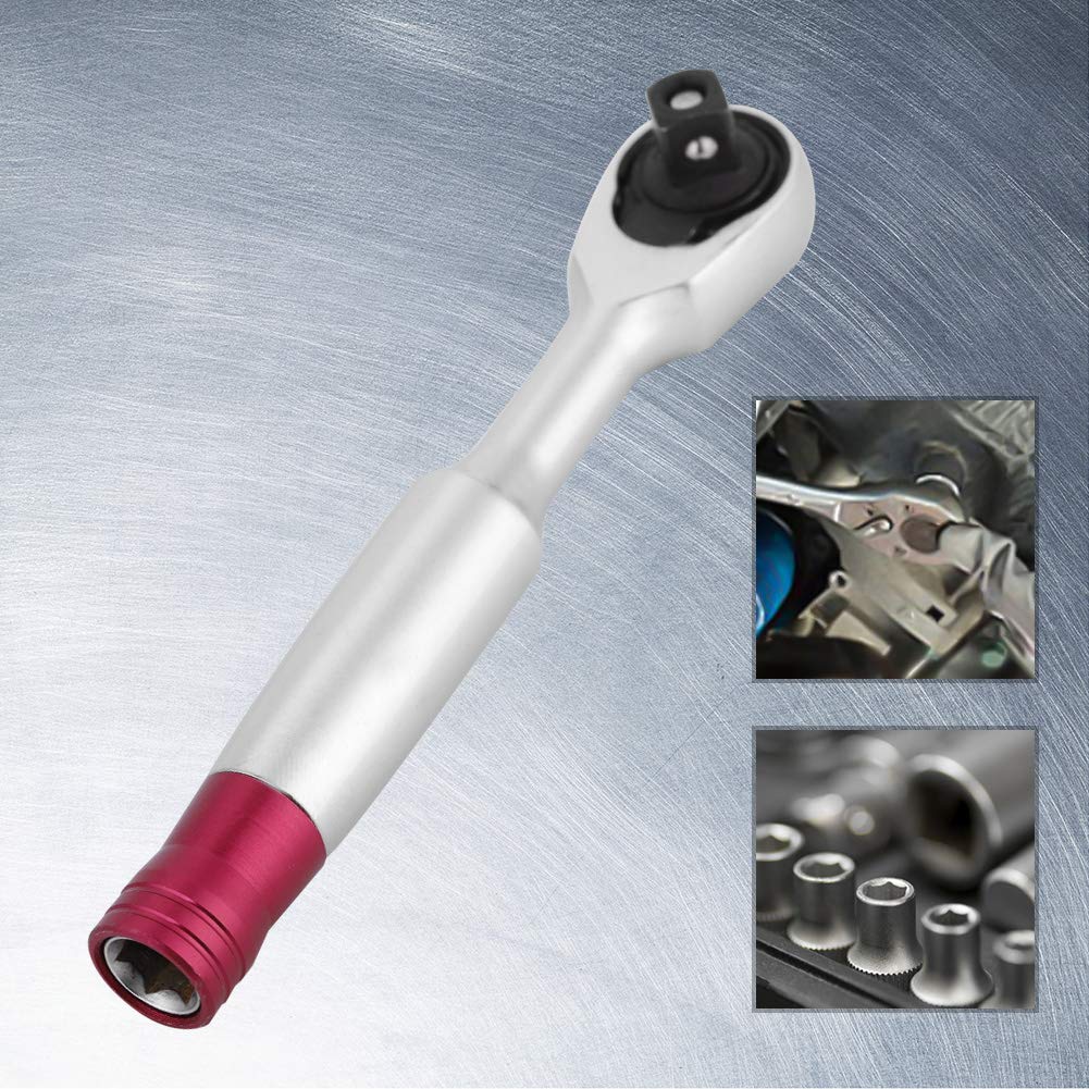 Qiilu 1/4 Inch Ratchet Wrench Set - 100mm Mini Ratcheting Wrench Kit with Socket for Car, Motorcycle & Bike Repair | Compact Automotive Tool for Tight Spaces & DIY Projects