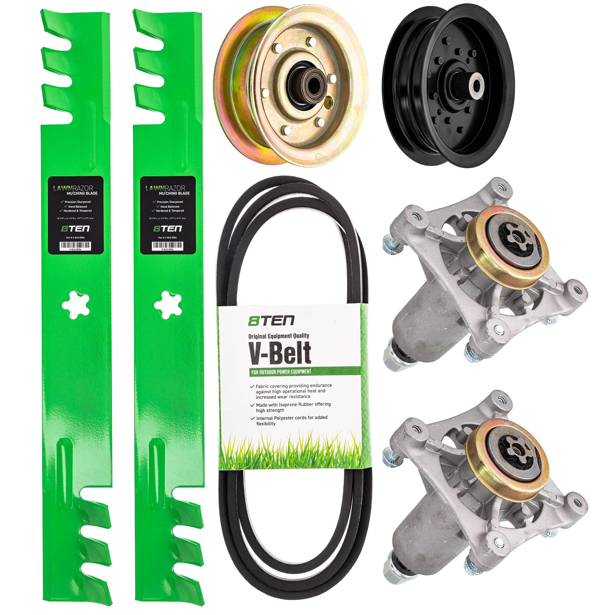 8TEN Husqvarna 42 Inch Deck Rebuild Kit - Compatible with YTH1542XPT Mower - Includes Blade Spindle, Belt & Idler Pulley - Perfect for Lawn Mower Maintenance & Deck Repair