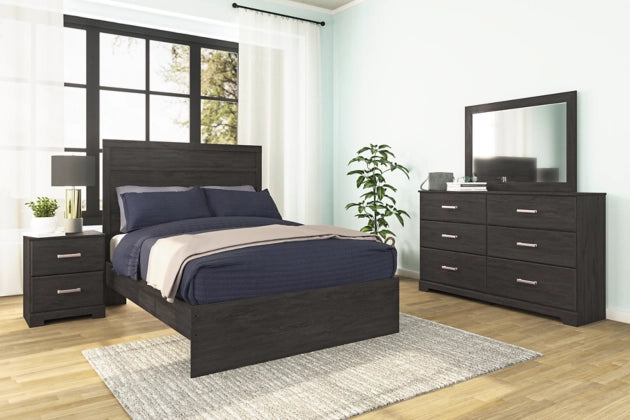 Belachime King Size Panel Bed Frame with 2 Nightstands - Modern Wooden Bedroom Set for Master Bedroom & Guest Room
