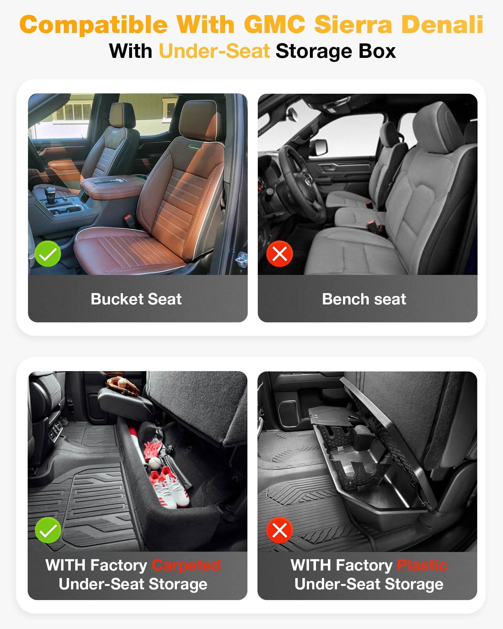 3W Custom Fit All-Weather TPE Floor Mats for 2019-2025 Chevy Silverado & GMC Sierra 1500/2500HD/3500HD Crew Cab - Durable Protection with Factory Carpeted Storage - Perfect for Off-Roading, Daily Commute & Winter Weather