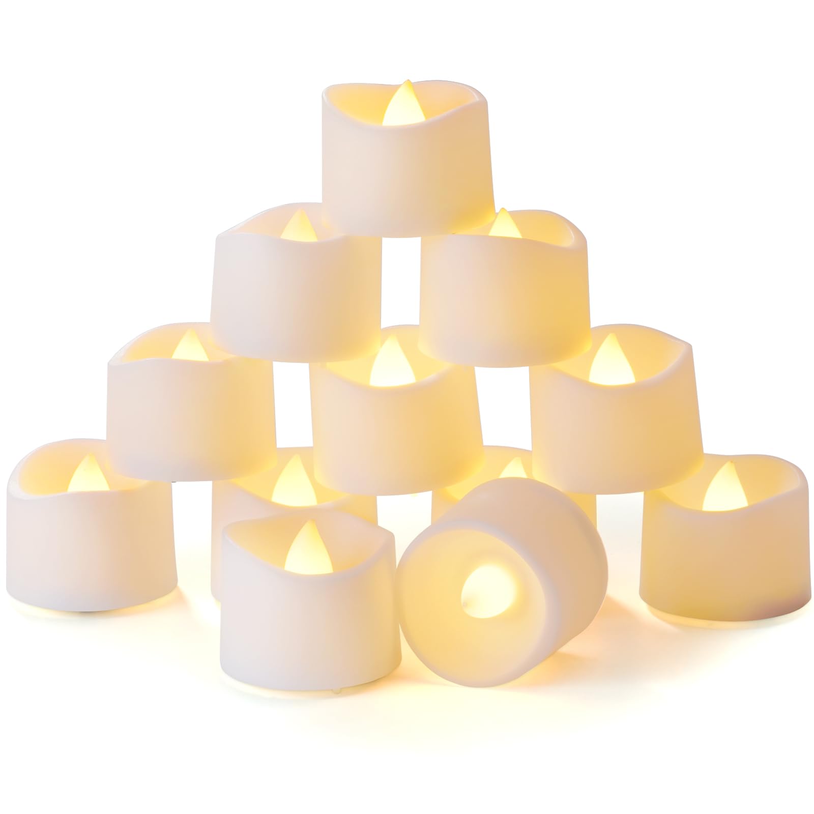 Homemory Flameless LED Tea Light Candles with 6-Hour Timer & Auto On - Battery Operated Votive Candles for Table Centerpieces, Lanterns, Holiday Decor - 12 Pack - Perfect for Weddings, Parties & Home Ambiance Lighting