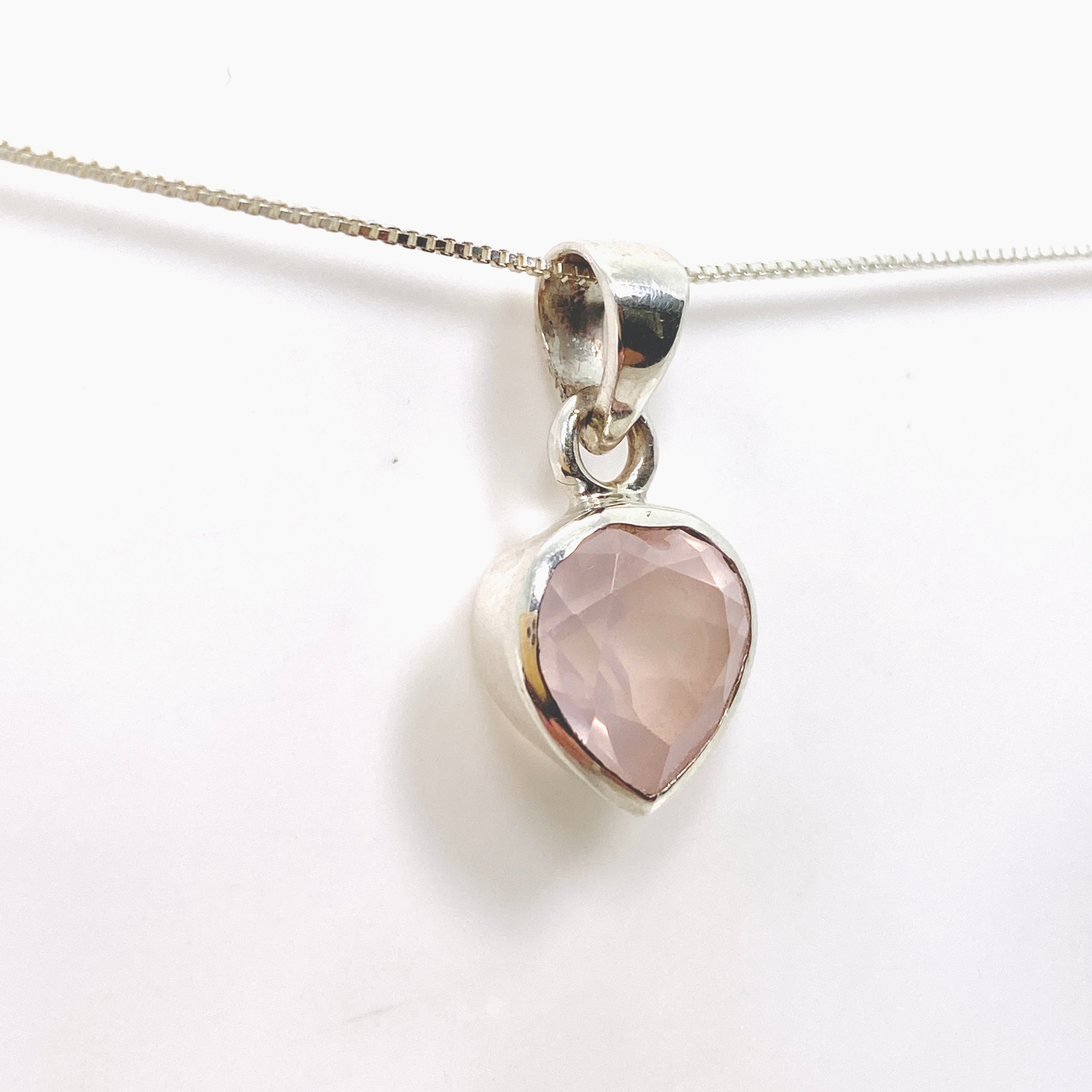 Rose Quartz Heart Faceted Pendant Necklace - Natural Gemstone Jewelry for Women - Perfect for Valentine's Gift, Meditation & Energy Healing