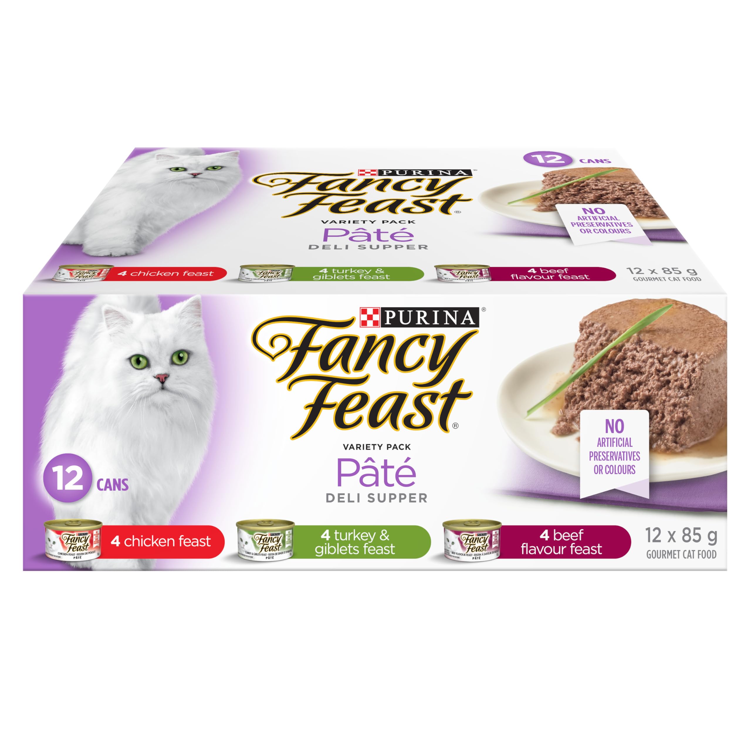Fancy Feast Deli Supper Wet Cat Food Pate Variety Pack - 3 Flavor Mix (12 x 85g Cans) | Gourmet Meals for Adult Cats | Perfect for Special Occasions & Daily Treats