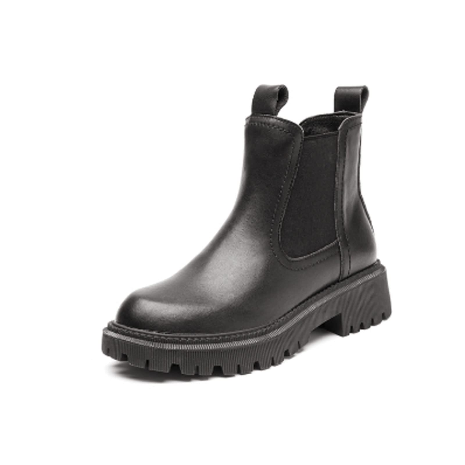 Genuine Leather Chelsea Boots for Women - Stylish Retro Ankle Boots for Autumn & Winter | Comfortable Martin Boots in Black (Size 6.5 US) | Perfect for Office, Casual Outfits & Night Out