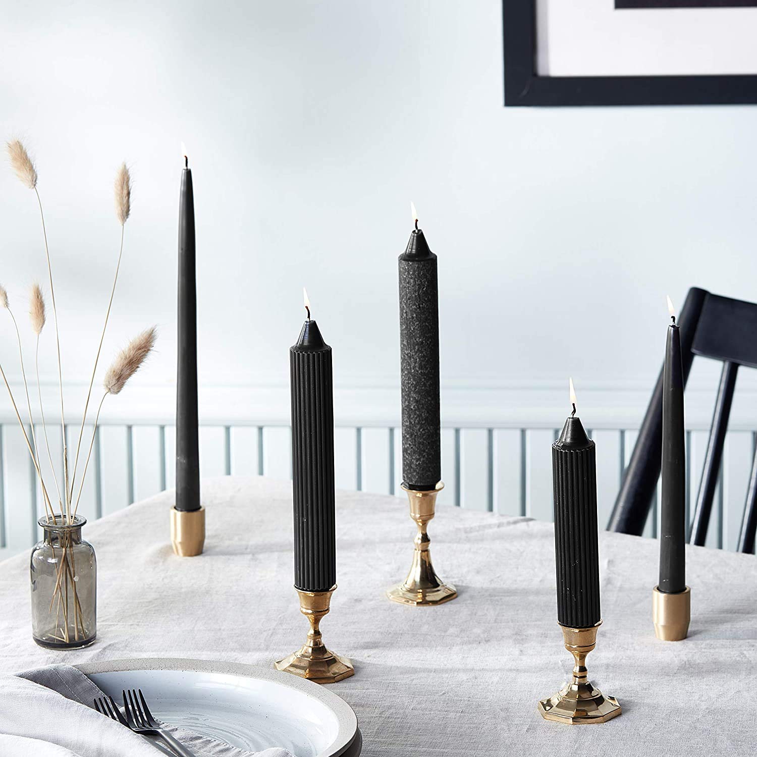 Root Candles 7940 Unscented Smooth Hand-Dipped 9-Inch Taper Candle, Black - Perfect for Dinner Parties, Weddings & Romantic Ambiance