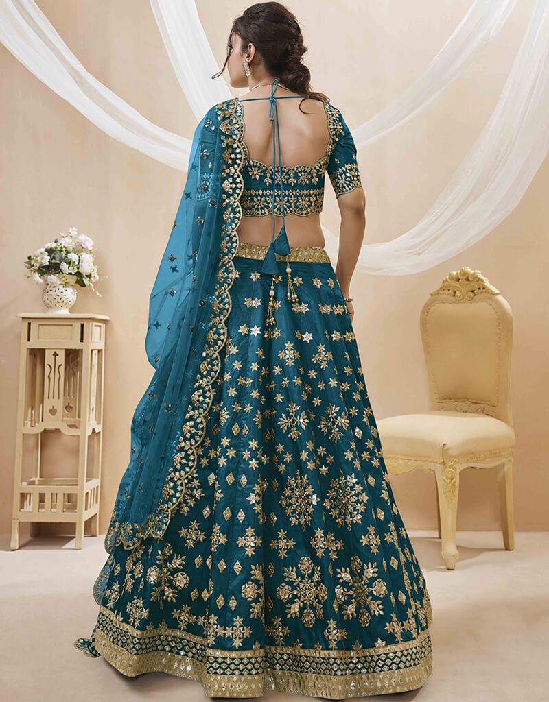 Blue Art Silk Lehenga Choli for Women - Elegant Indian Bridal Wear for Weddings & Festivals