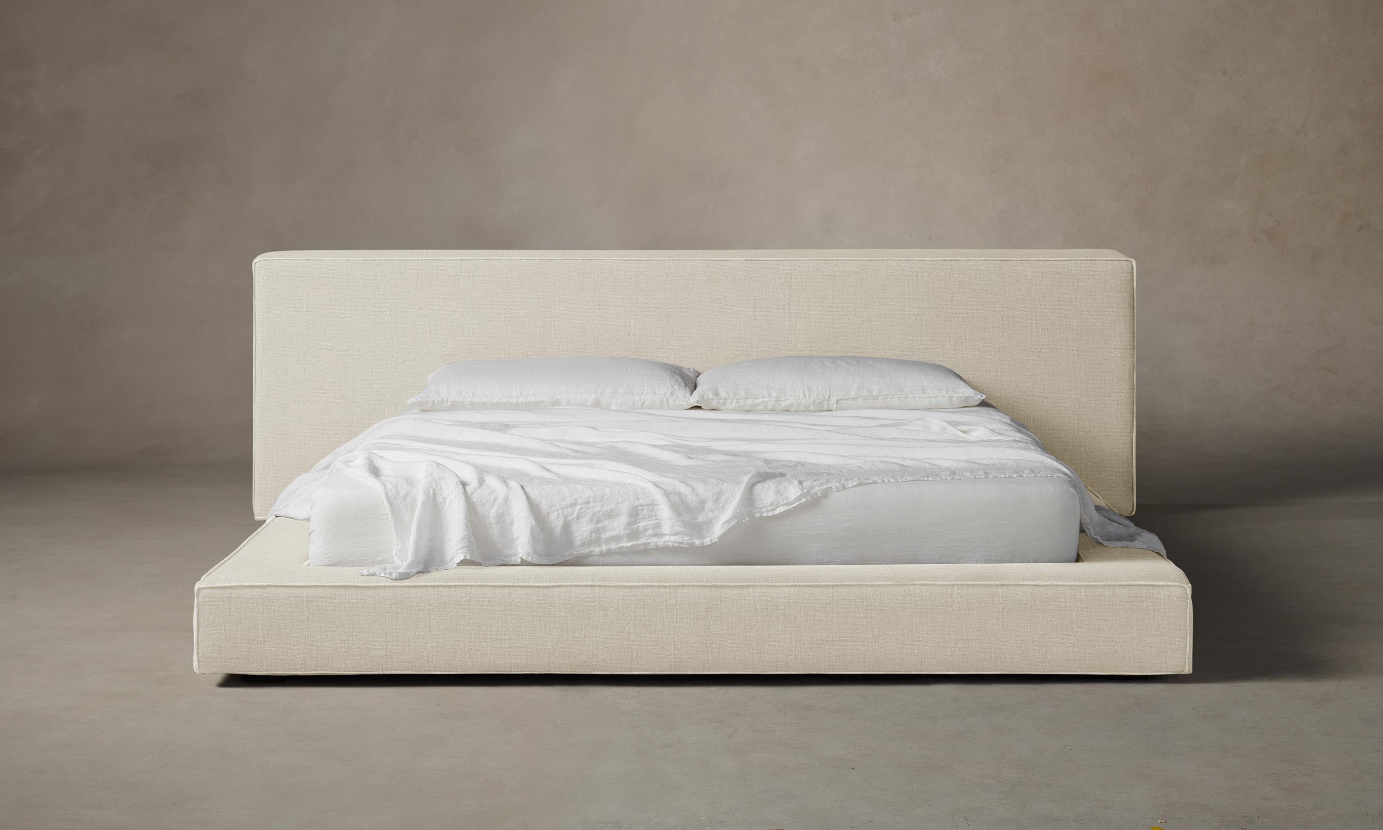 The Eldridge Bed - Premium Performance Linen Weave Prairie Style Bed Frame for Modern Bedrooms | Perfect for Master Bedroom, Guest Room & Home Decor