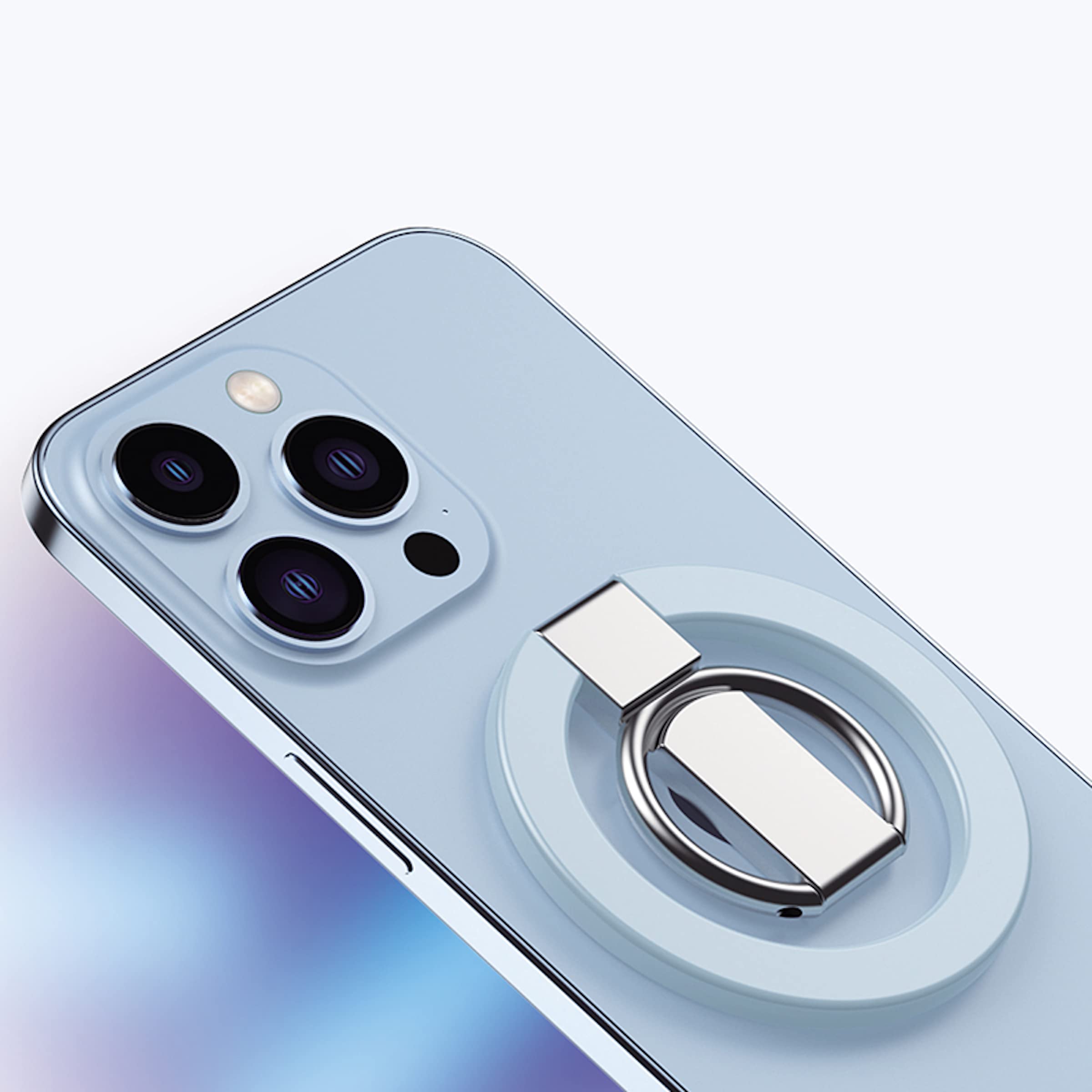MagSafe Phone Ring Holder for iPhone 12/13/14 Pro Max Mini | Detachable Metal Grip Stand for Secure Holding & Selfies (Sierra Blue)
