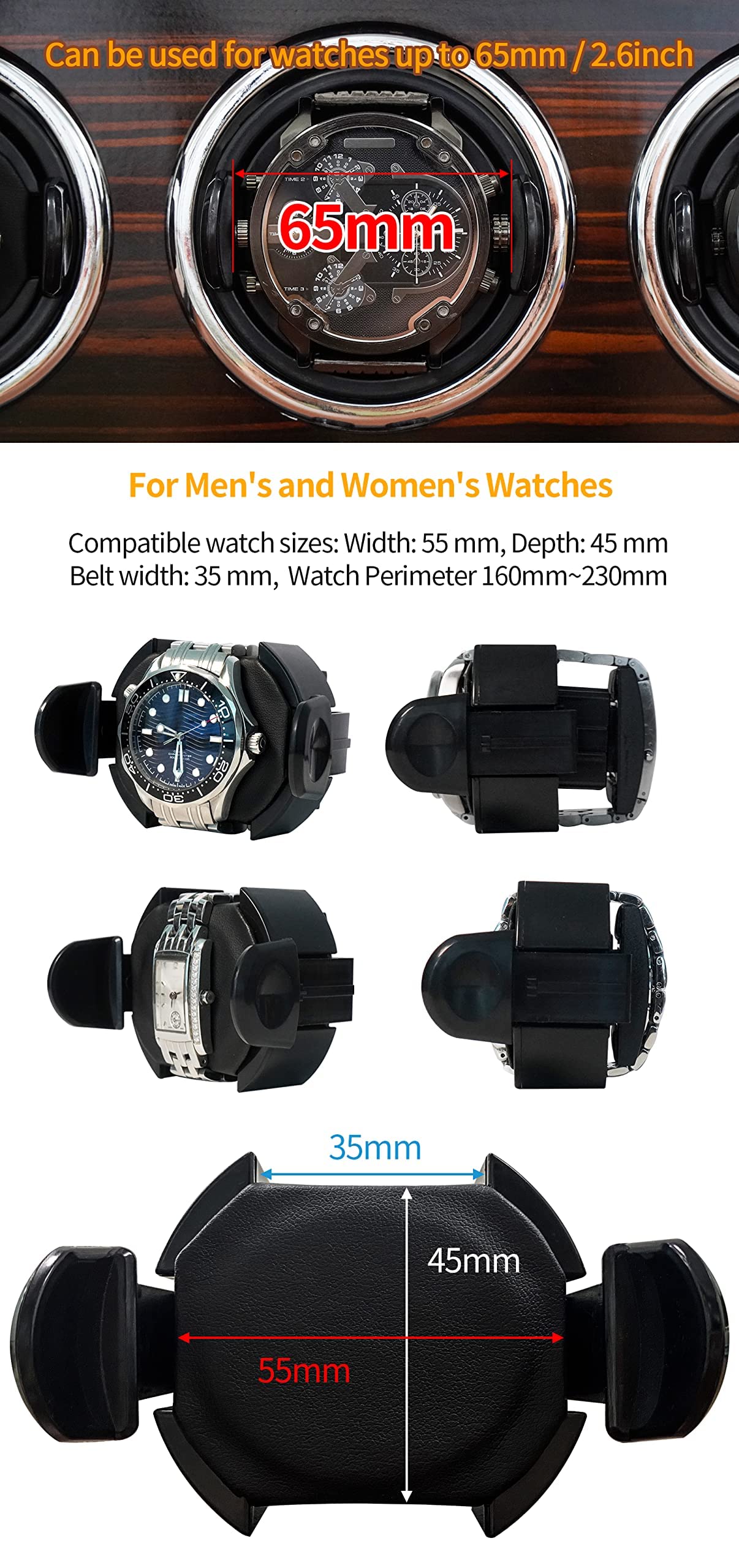 Premium Oryx 3 Automatic Watch Winder - Wooden Rotating Watch Box with 15 Rotation Modes, LED Display & Super Quiet Mabuchi Motor (AC/USB Powered) - Perfect for Rolex, Omega & Luxury Watch Storage & Maintenance