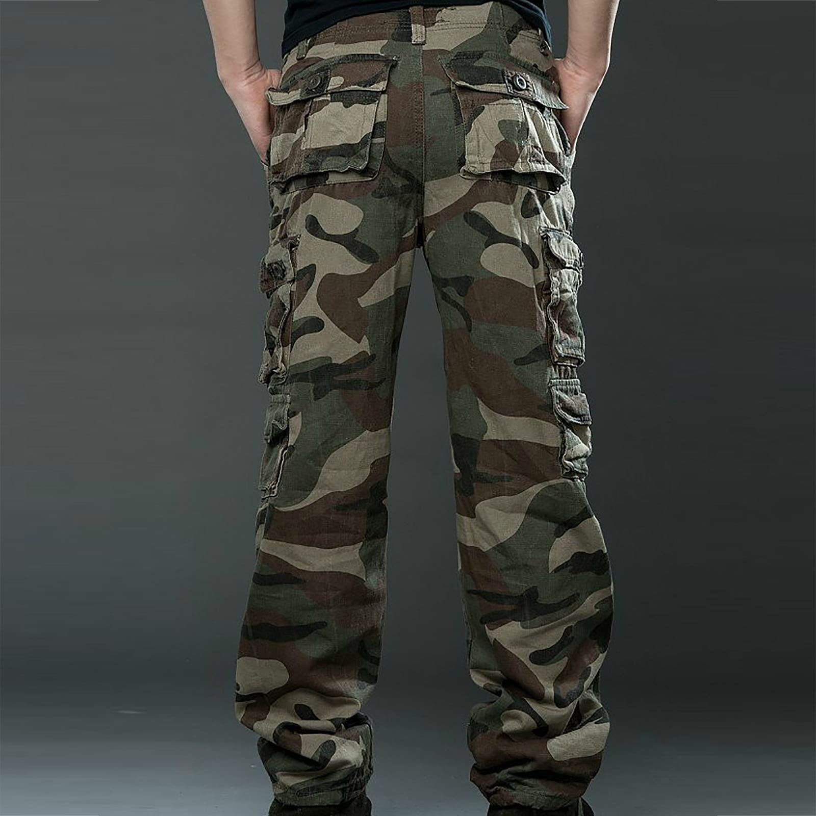 Men's Tactical Cargo Pants - Military Combat Ripstop Camo Work Pants with Multiple Pockets for Hiking, Outdoor & Casual Wear | Durable Outdoor Adventure Pants for Men