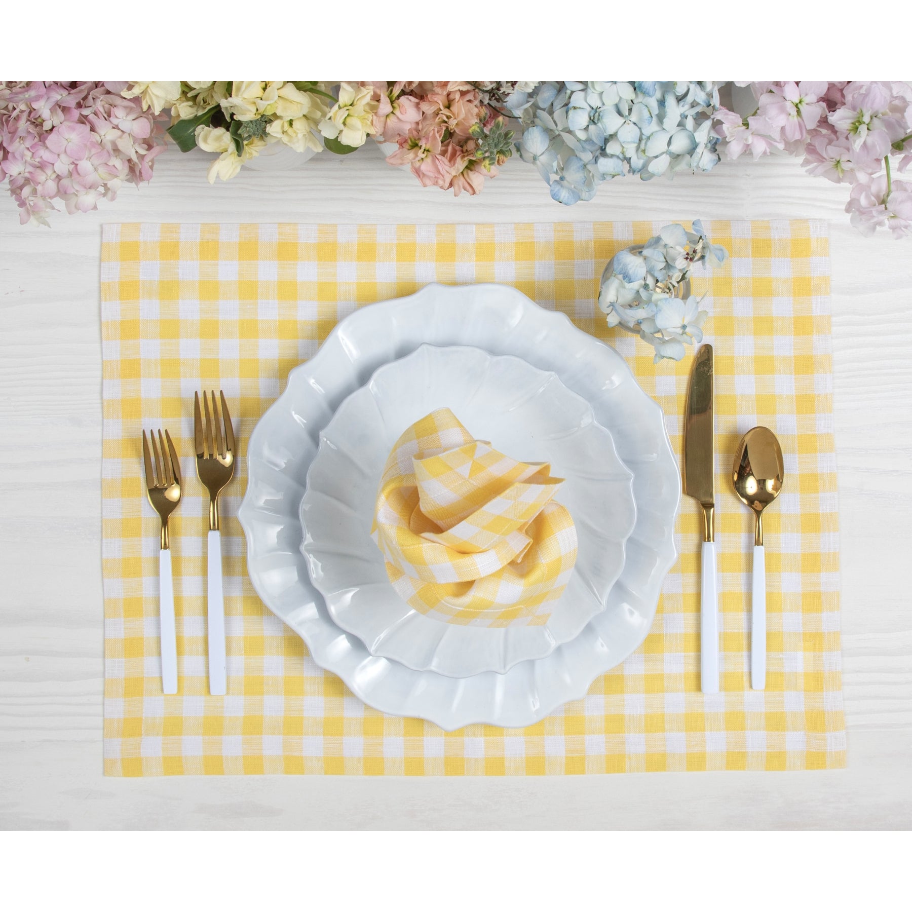 Stylish Gingham Placemats Set of 4 - Cotton Table Mats for Dining Room Decor, Kitchen Table Setting & Picnic Accessories