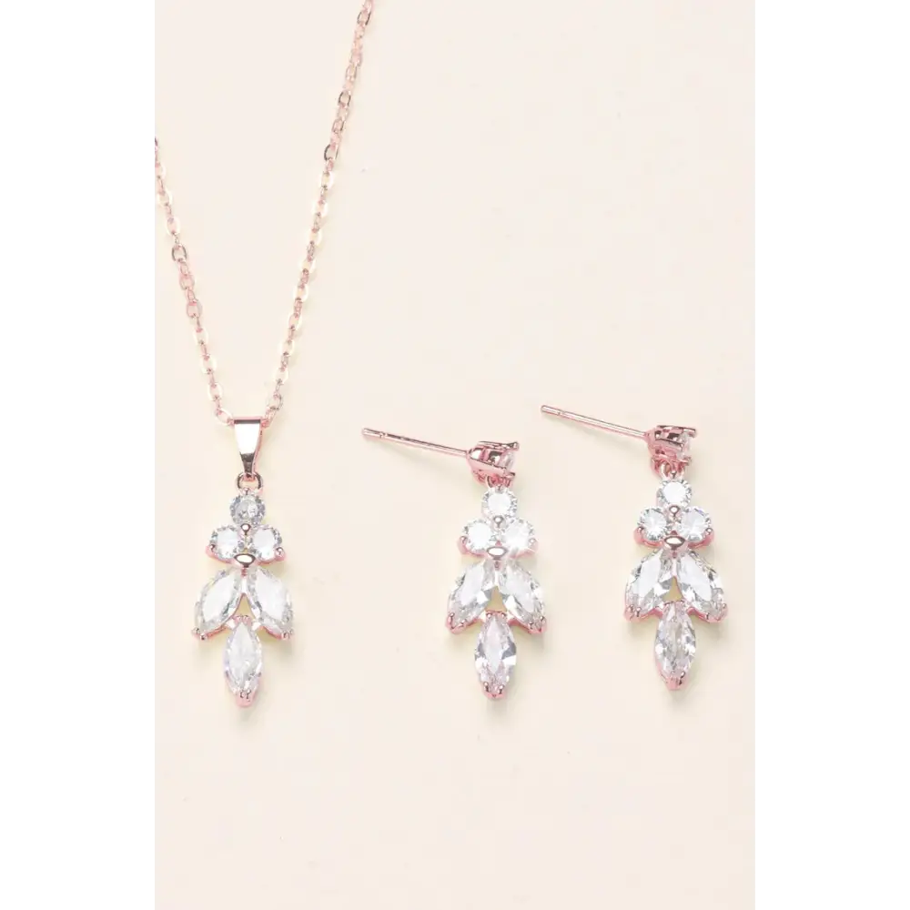 Penelope Jewelry Set S005RG - Elegant Rose Gold Plated Necklace & Earrings for Women | Perfect for Weddings, Parties & Special Occasions