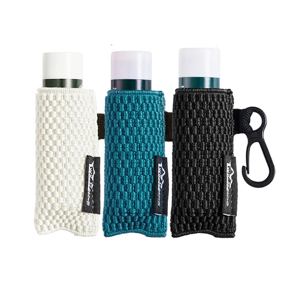 WKieason Lip Balm Holder Sleeve with Keychain - Elastic Lipstick Sleeve Organizer for Chapstick (Black, Blue, Beige) - Perfect for Purse, Backpack & Keychain Organization
