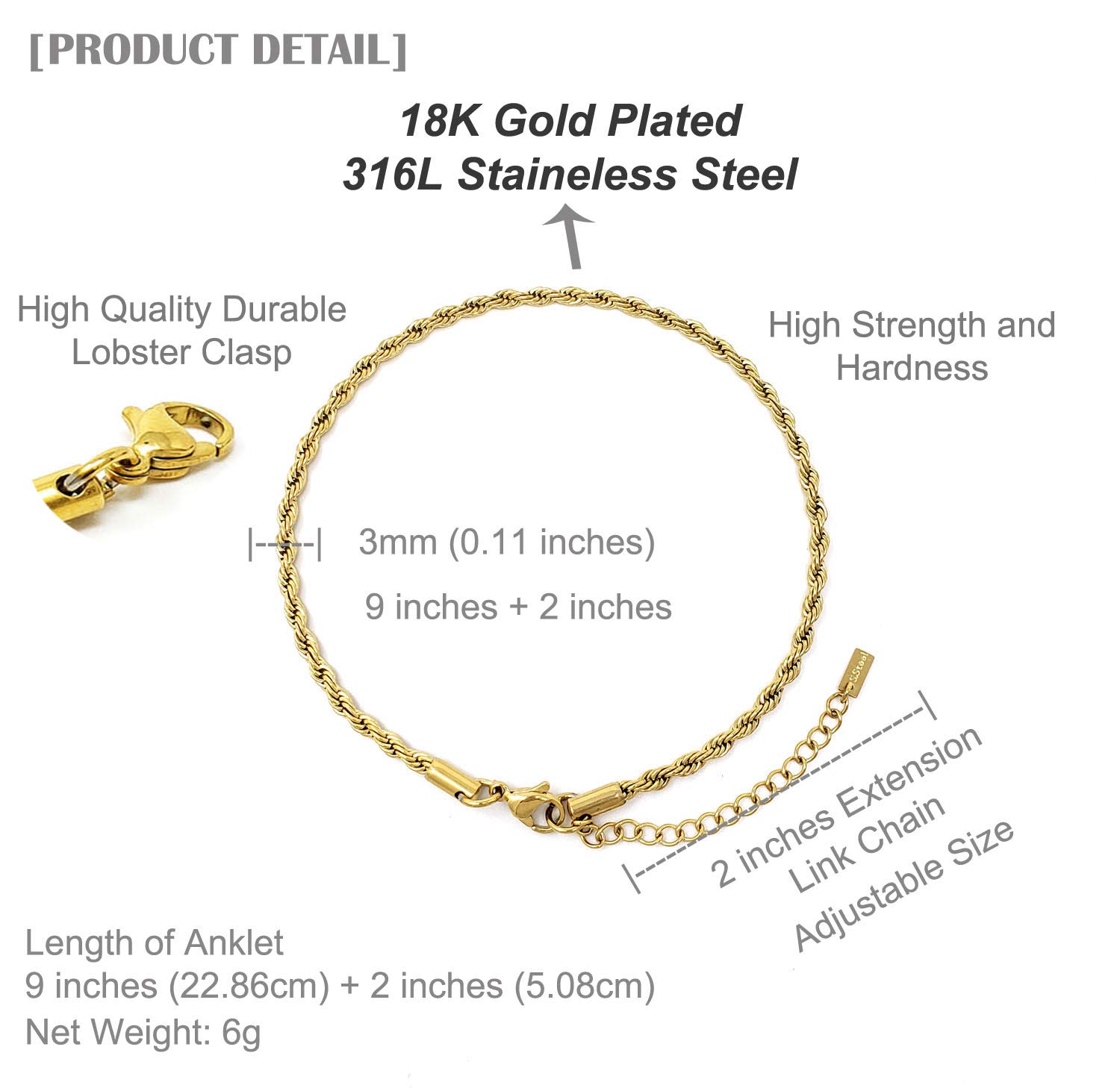 Elegant Adjustable Stainless Steel Chain Anklet for Women - Perfect for Beach, Parties & Everyday Wear