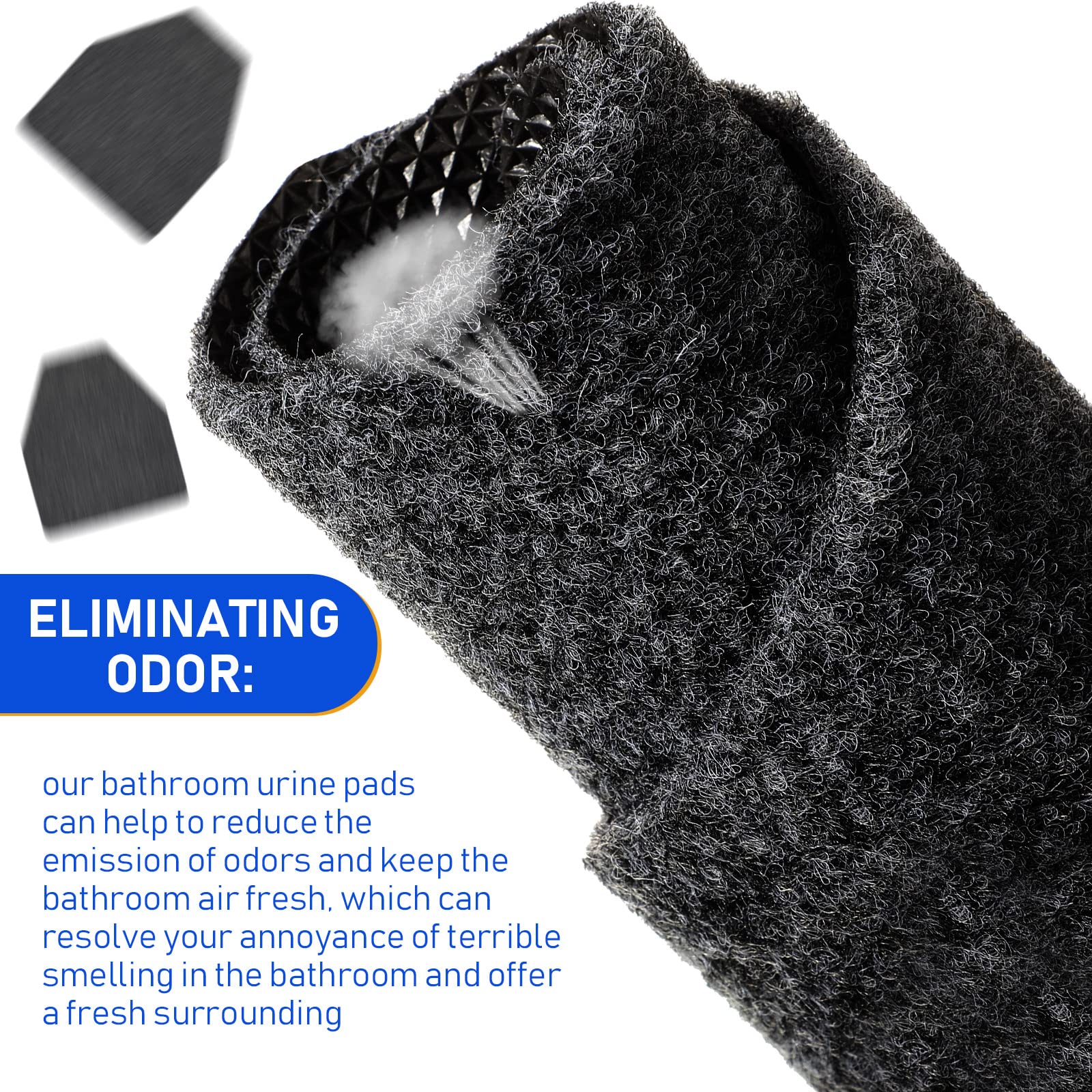 Non-Slip Urinal Mats - 10 Pack Absorbent Bathroom Floor Pads for Men's Restroom - Black Waterproof Urinal Mats for Home, Office & Public Restrooms - Prevents Slipping & Absorbs Spills