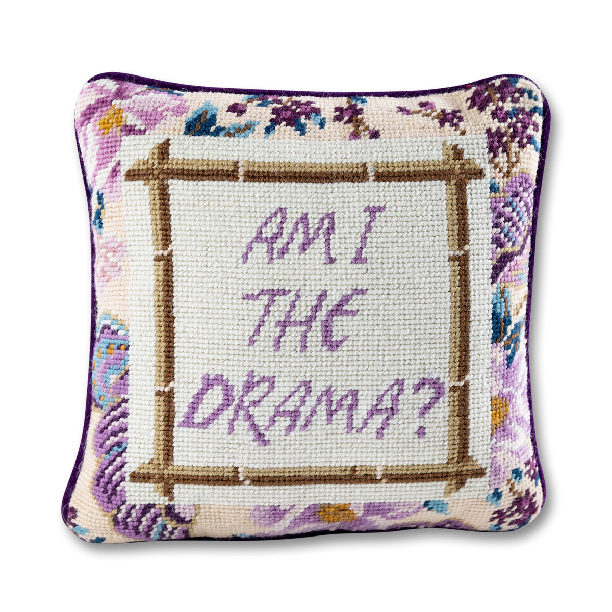 Drama Needlepoint Pillow - Elegant Handmade Home Decor for Sofa, Bed & Living Room - Perfect Gift for Housewarming & Holidays