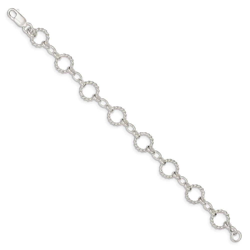 Jewels By Lux Sterling Silver Twist Circle Link Bracelet - Elegant Stackable Jewelry for Women, Perfect for Everyday Wear & Special Occasions