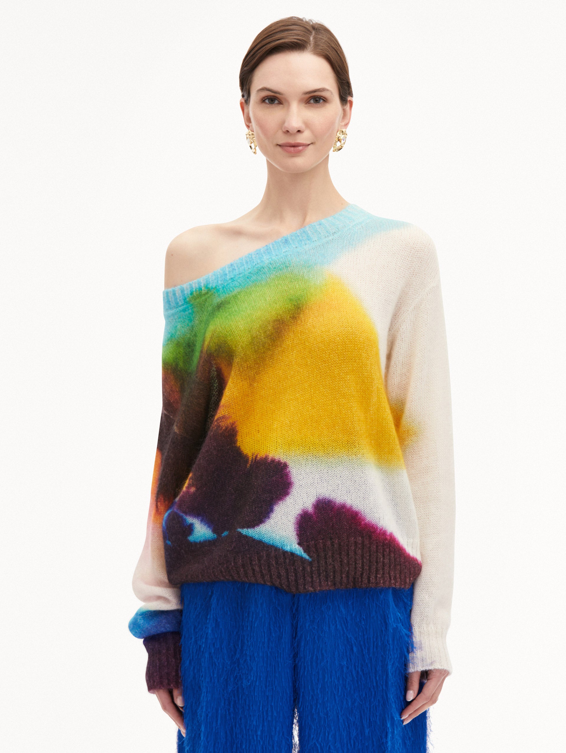 Abstract Watercolor Print Pullover Sweatshirt - Soft & Stylish Women's Hoodie for Casual Wear, Loungewear & Street Fashion
