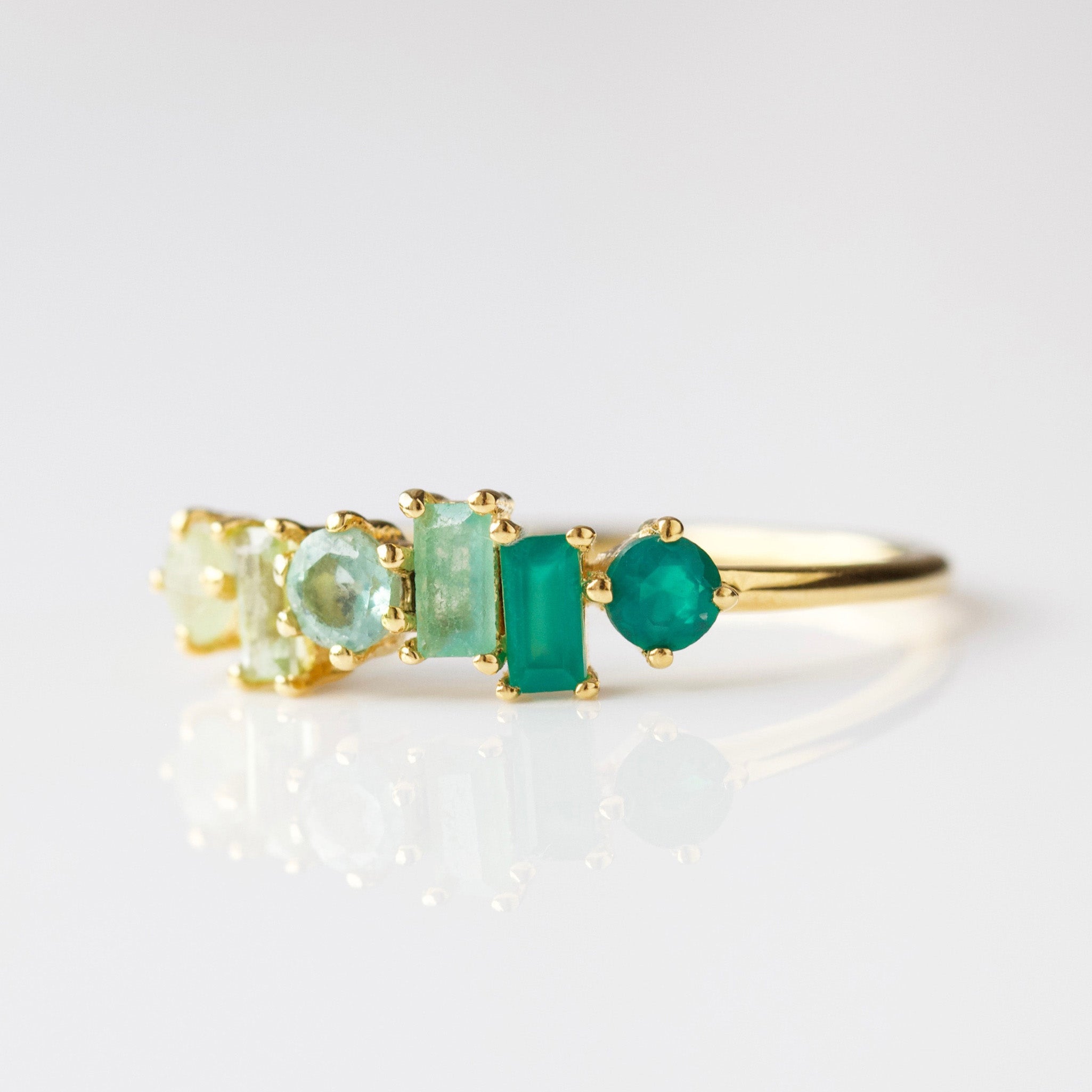 Green Gemstone Ombre Ring - Elegant Handmade Jewelry for Women | Perfect for Weddings, Parties & Everyday Wear