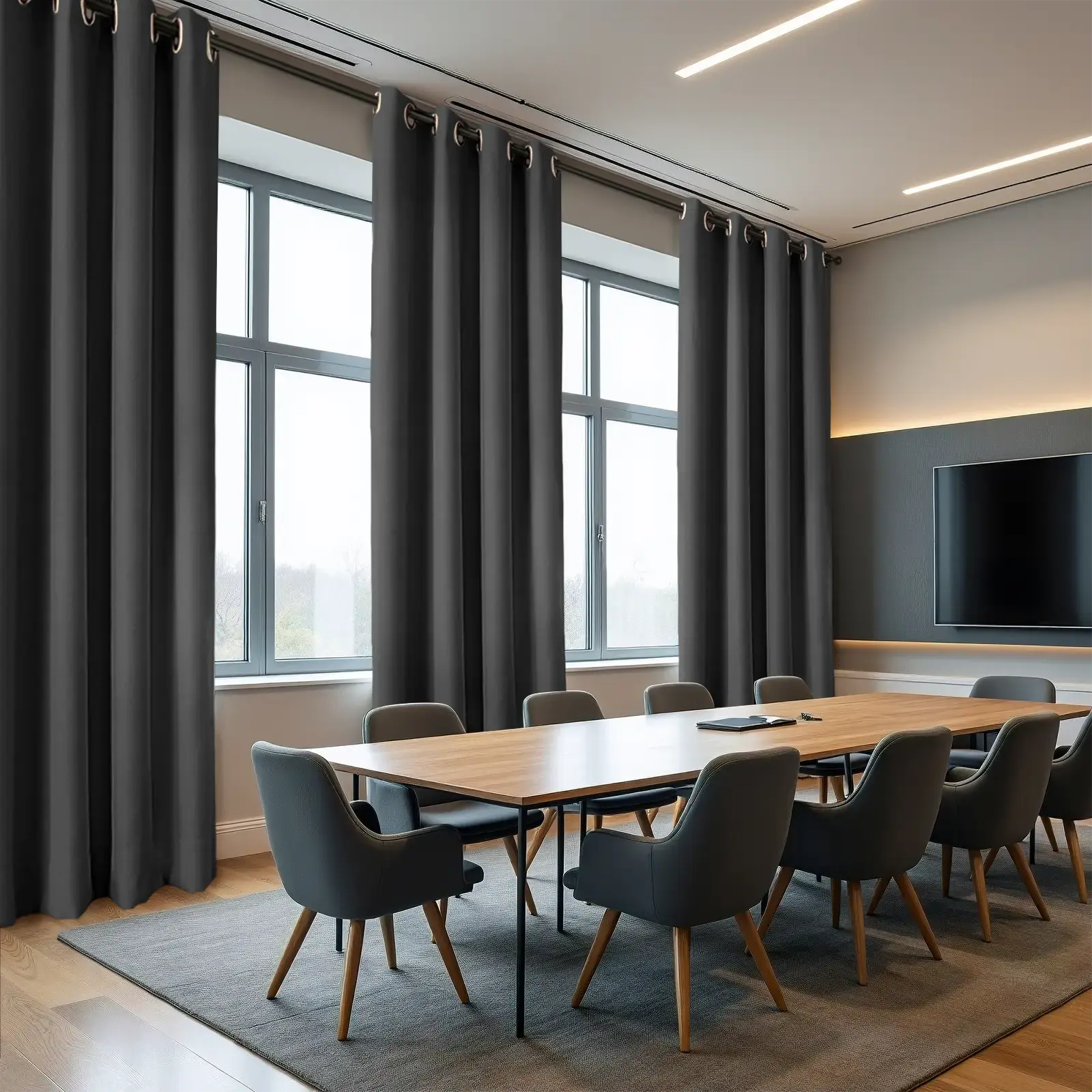 REGAL Fireproof Flame Retardant Grommet Curtains for Home & Office - Blackout Thermal Insulated Window Drapes for Living Room, Bedroom Safety Protection