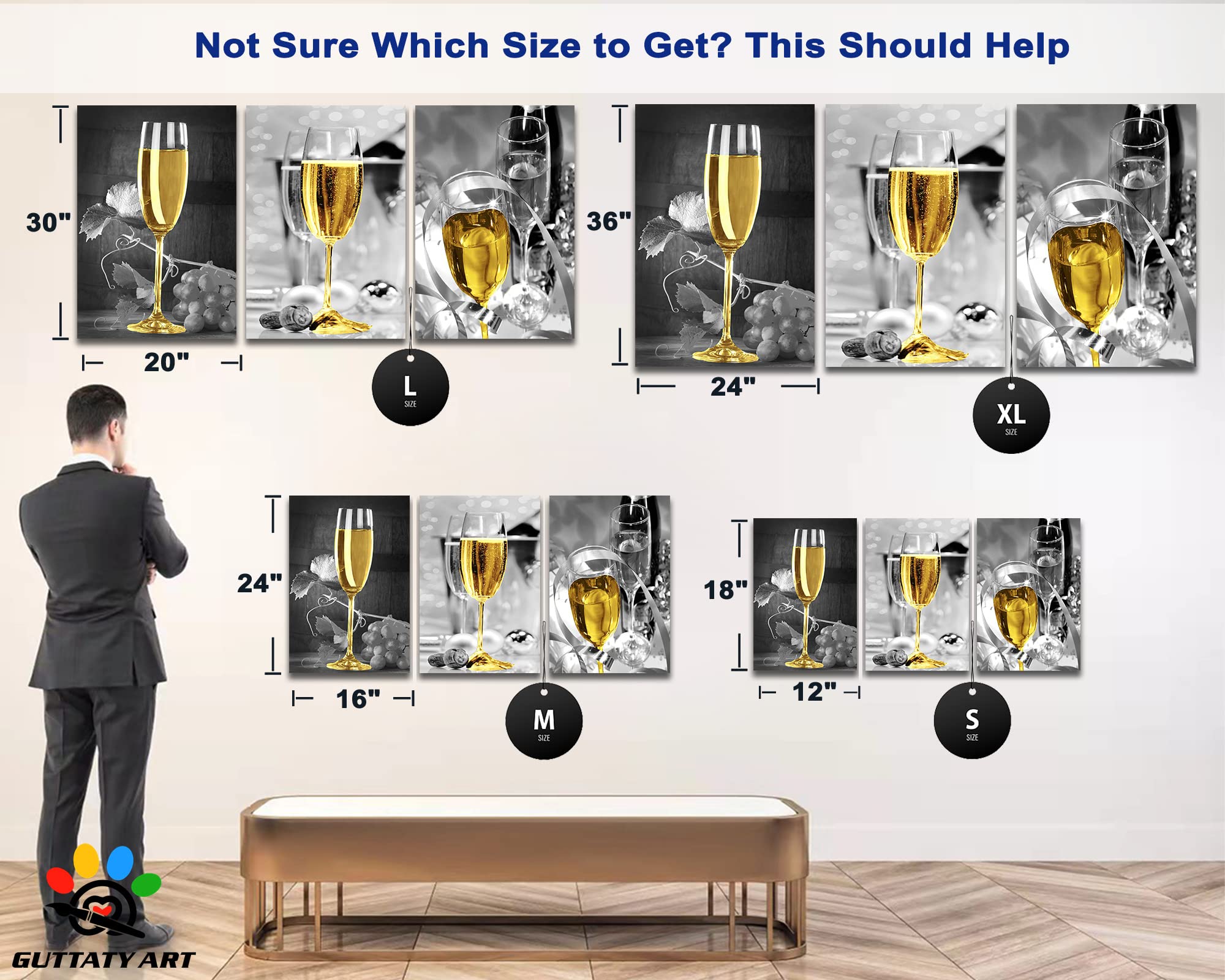 GUTTATY Modern Black and White Canvas Wall Art - 12