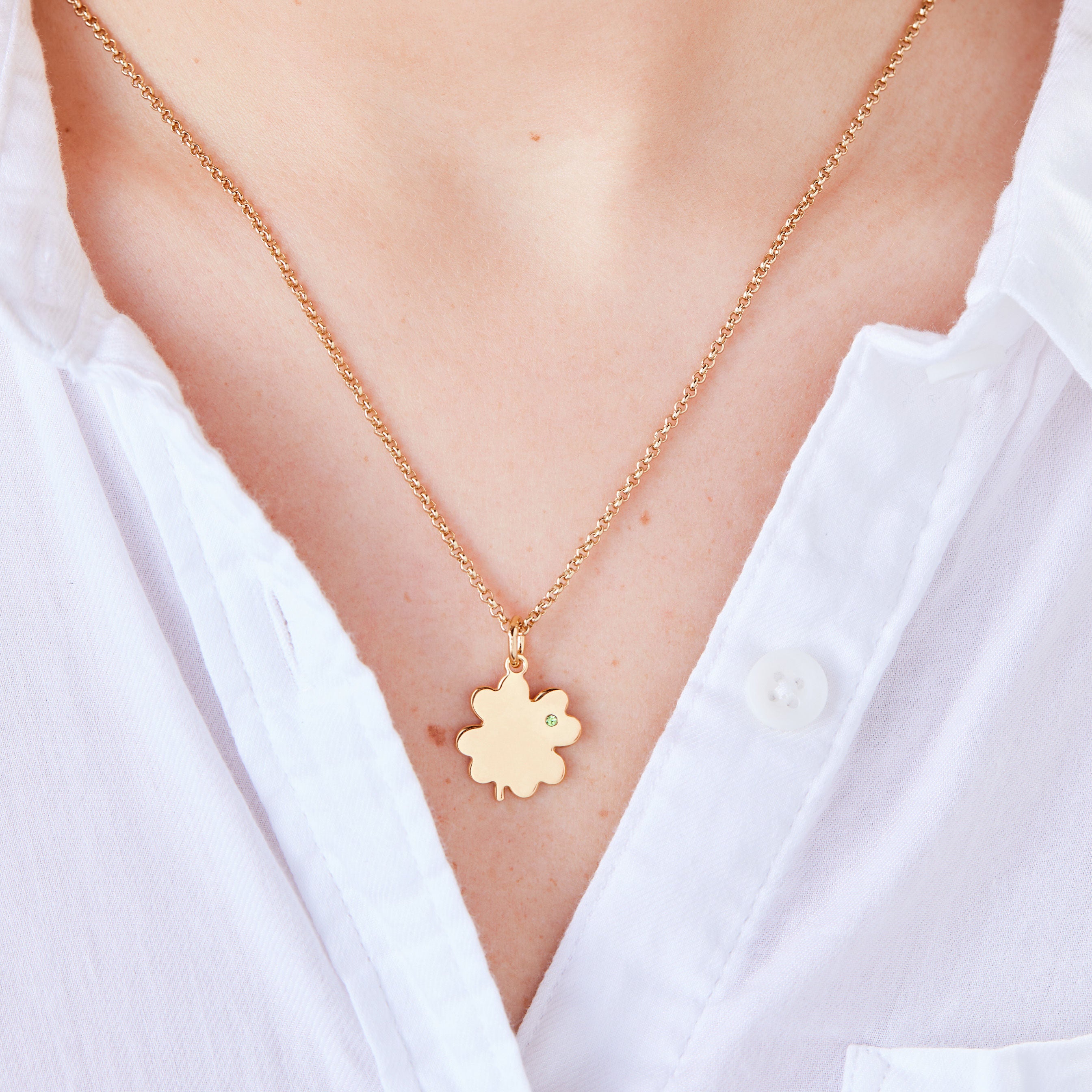 Lucky Four Leaf Clover Pendant Necklace for Women - 21 Inch Stainless Steel Chain - Perfect for St. Patrick's Day Gifts & Everyday Wear