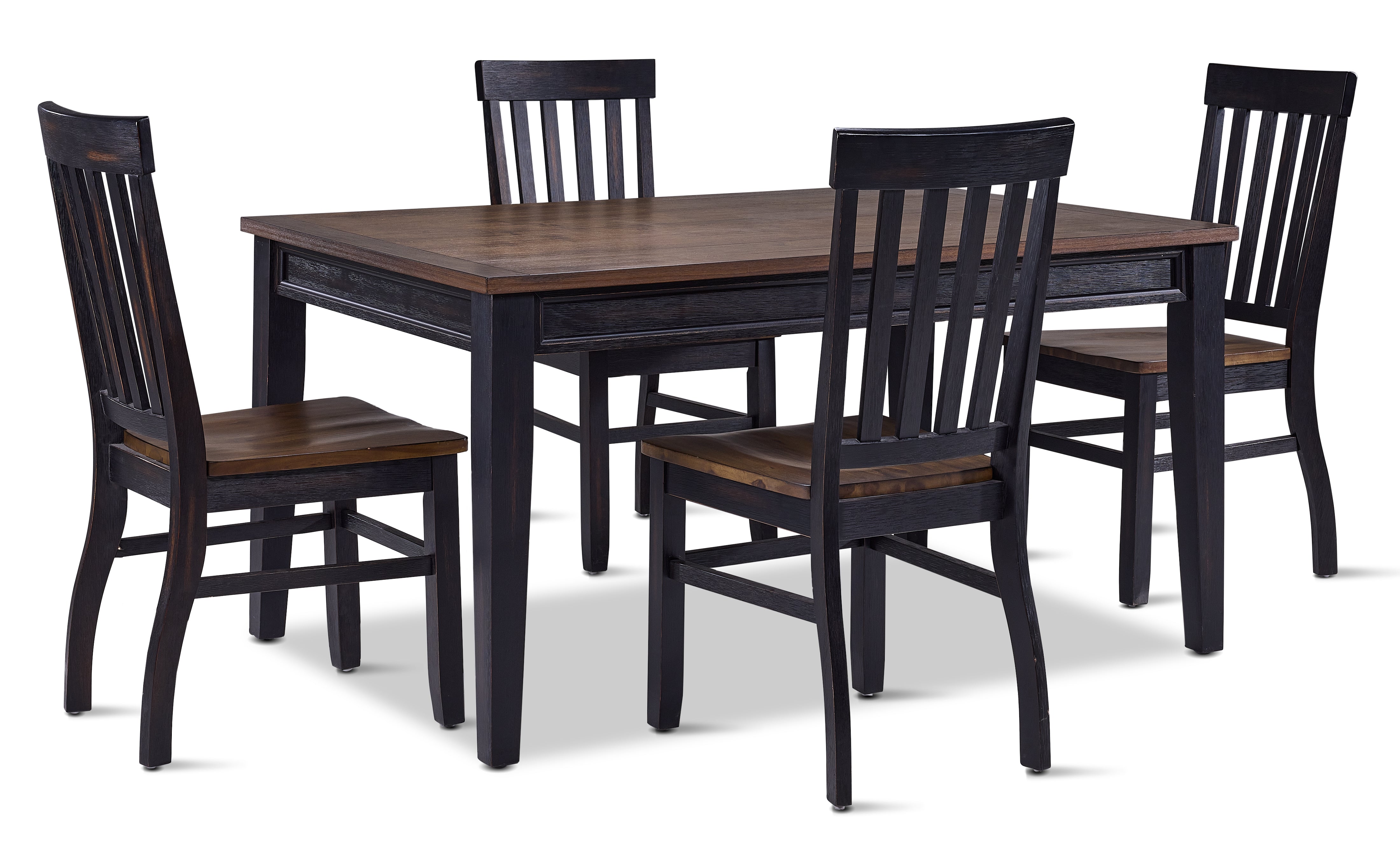 Caylie Noir 5-Piece Dining Set - Modern Ebony & Driftwood Finish - Perfect for Small Spaces, Apartments, and Cozy Kitchens