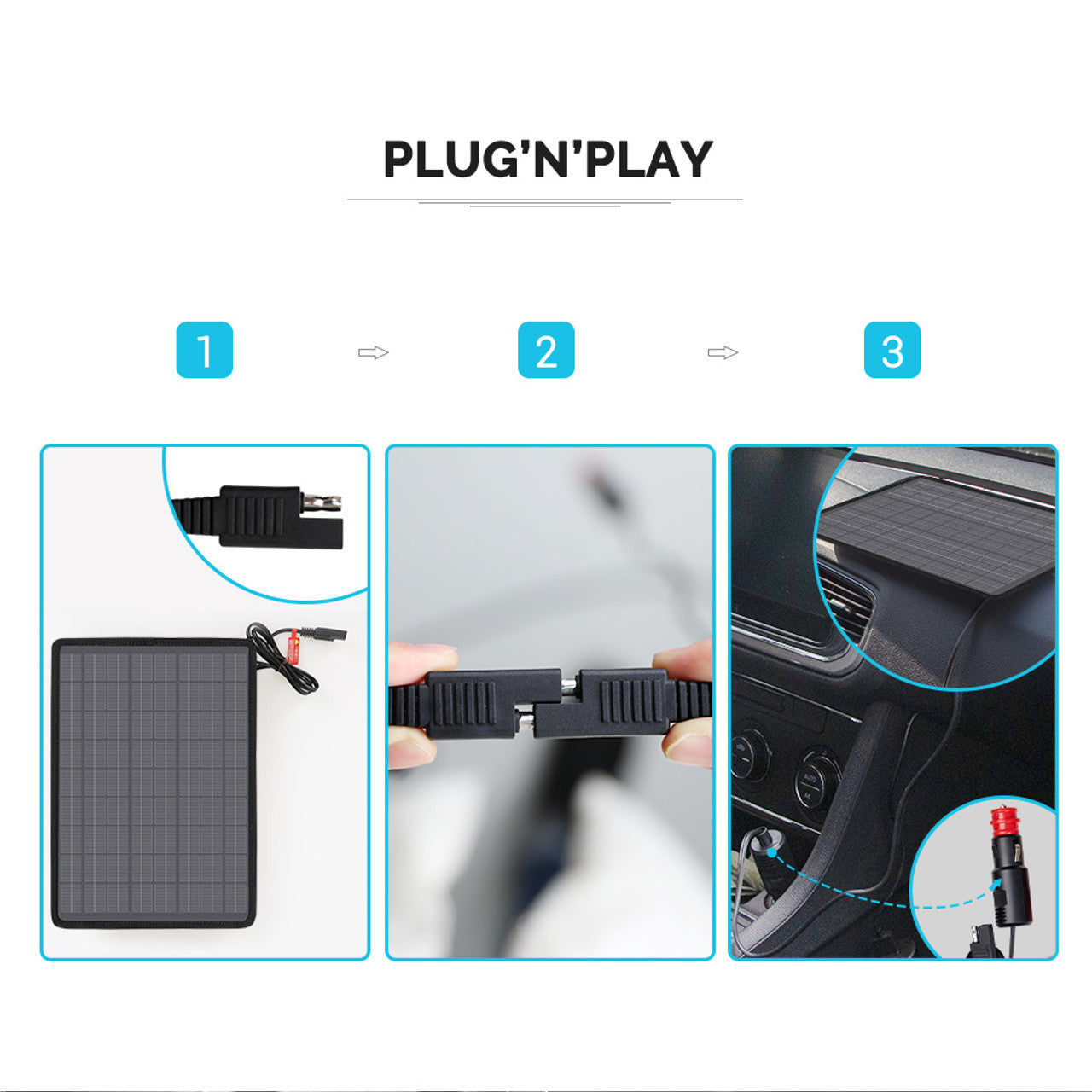 Renogy 10W Solar Battery Trickle Charger & Maintainer for Cars, Boats, RVs - Waterproof 12V Solar Panel Charger with Alligator Clips - Perfect for Outdoor, Camping, and Emergency Power Backup