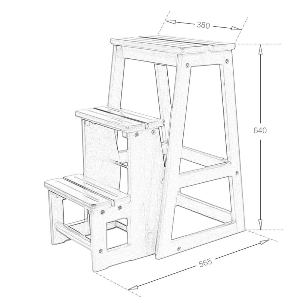 **LXB Solid Wood Folding Step Stool for Adults - Multi-Functional Kitchen & Home Step Ladder - Perfect for Reaching High Shelves, Bathroom Storage & Kids' Safety (Black)**