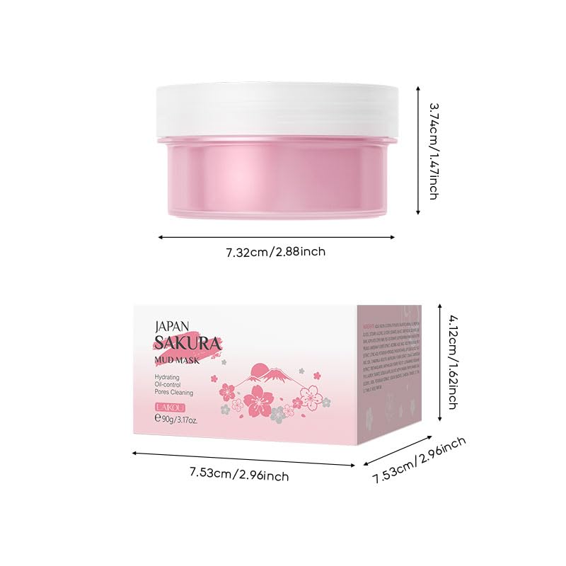 AKARY Sakura Clay Facial Mud Mask - Deep Cleanse & Pore Minimizer for Oily & Acne-Prone Skin | Natural Skin Care with Oil Control & Hydration | Reduces Fine Lines | Perfect for Spa Night & Self-Care Routine