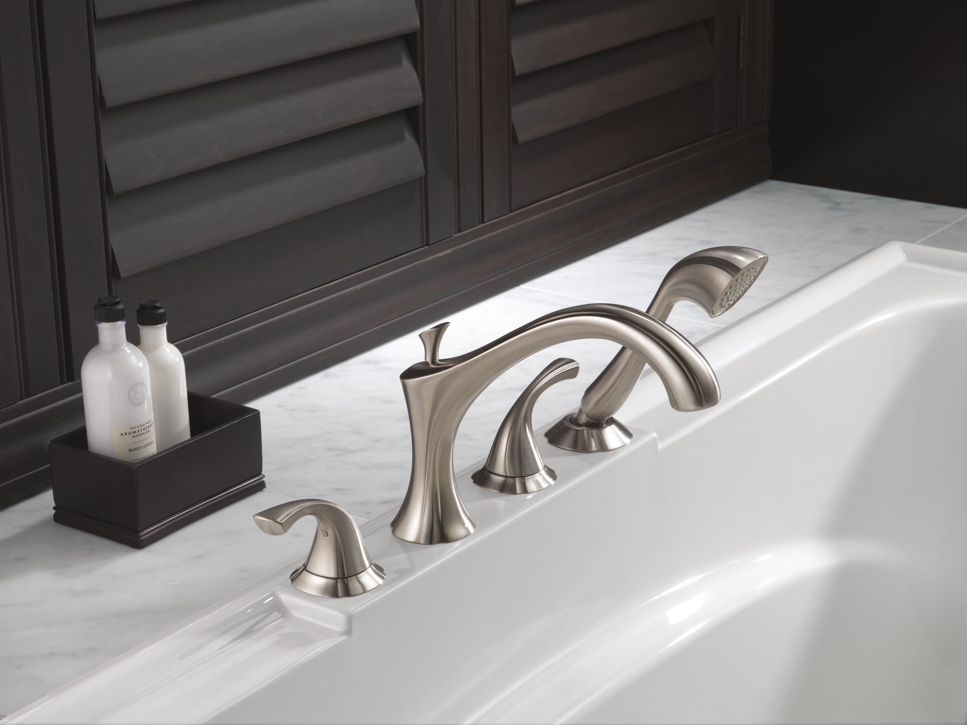 Delta T4792 SS Addison Roman Tub Faucet Trim with Hand Shower - Stainless Steel Bathroom Fixture for Spa-Like Relaxation & Luxury Bathing Experience
