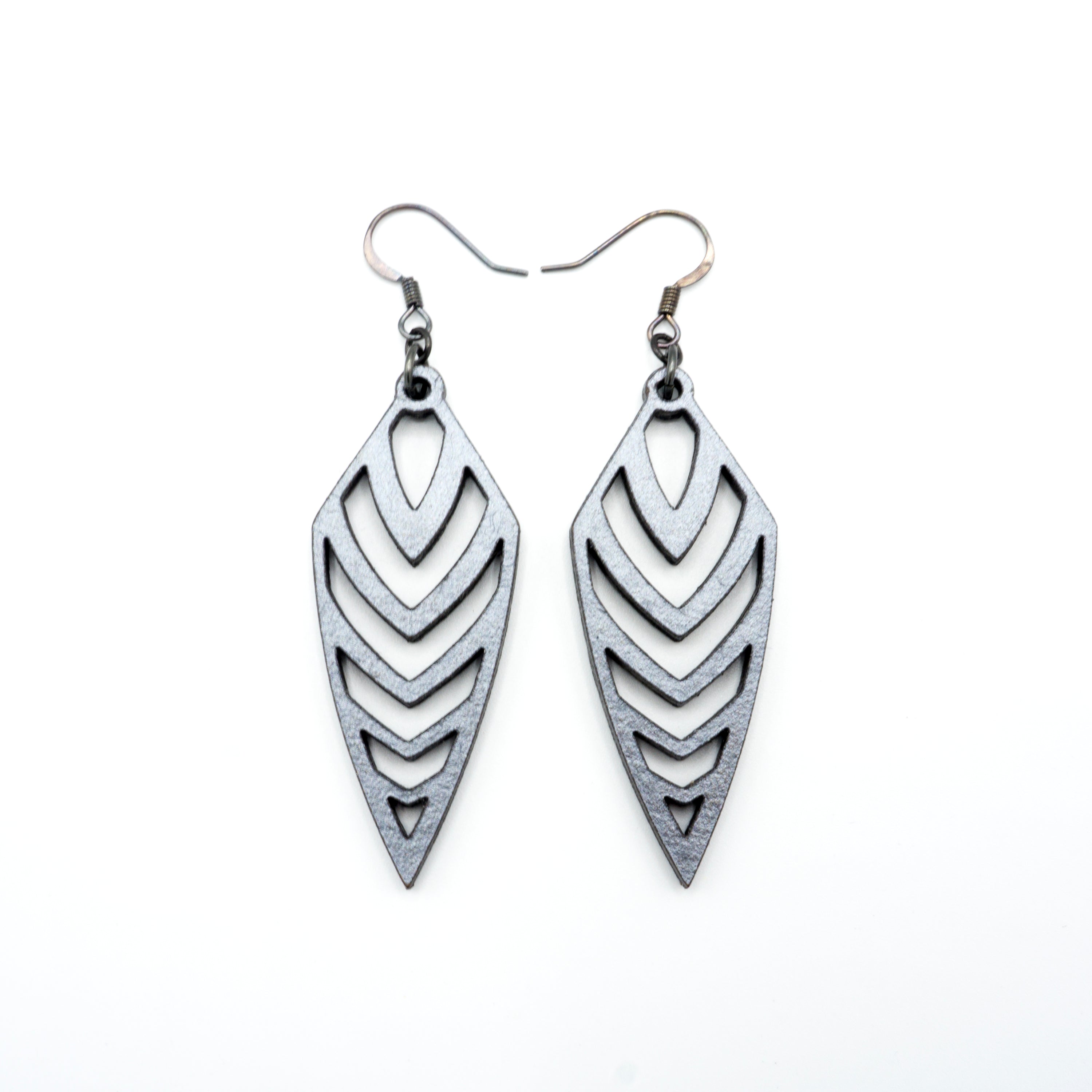 Arrowhead 03 [S] Silver Leather Earrings - Boho Chic Handmade Jewelry for Women, Perfect for Festivals, Parties & Everyday Wear