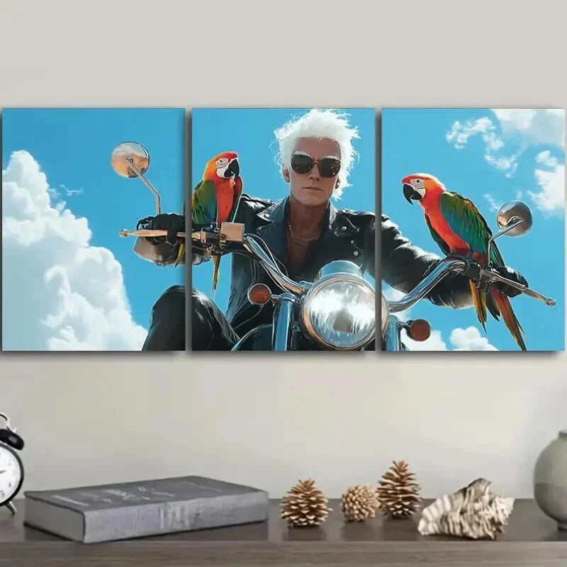 3-Piece Free Old Man Design Wall Art Set - Framed Canvas 50x70cm - High Quality Print - 100% Australian Made - Ready to Hang - Perfect for Living Room, Bedroom & Office Decor