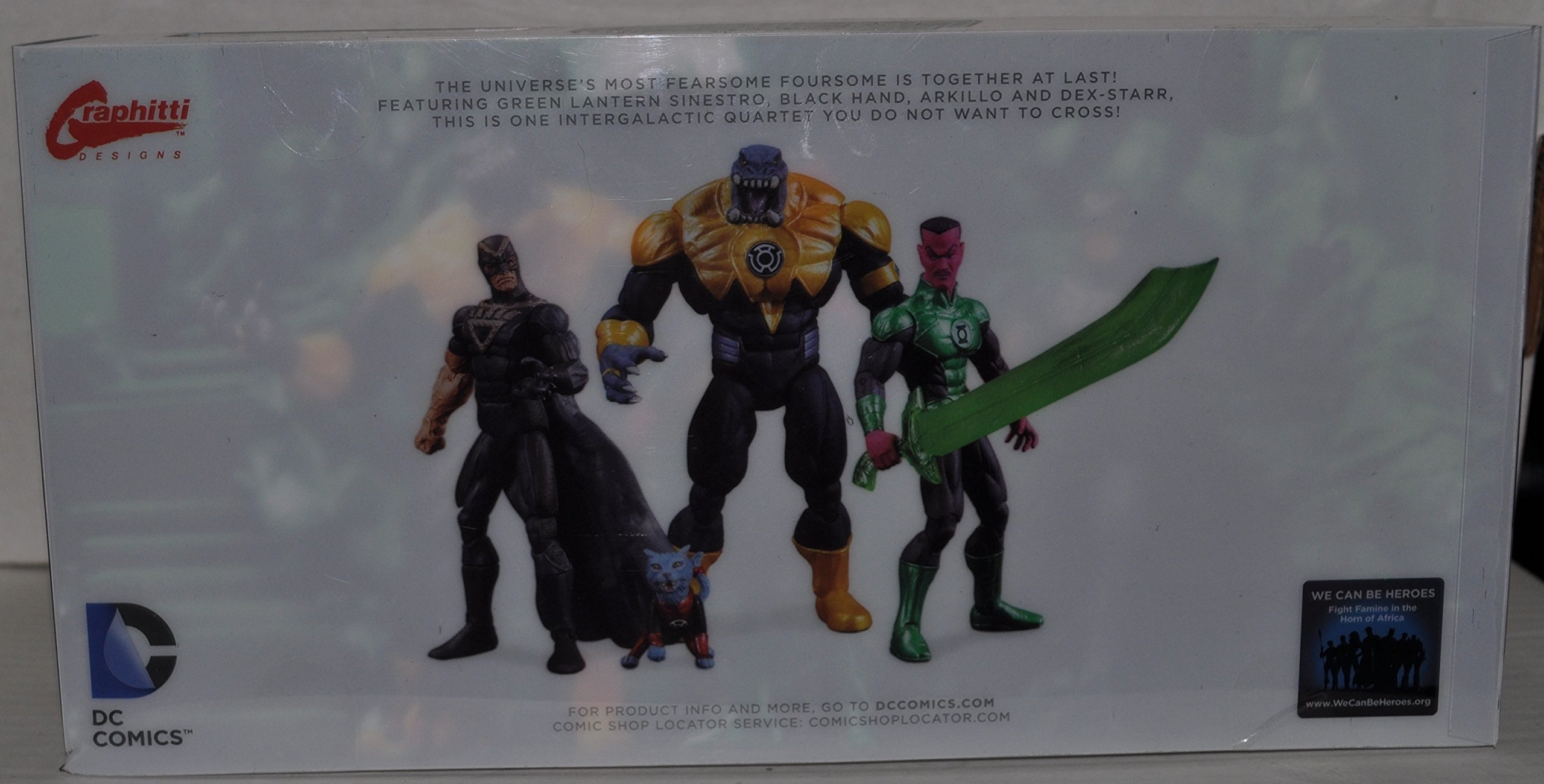 SDCC 2013 DC Comics Super Heroes Action Figure 4-Pack - Black Hand, Green Lantern Sinestro, Arkillo & Dex-Starr - Collectible Figures for Display & DC Fans - Perfect for Comic Conventions, Home Decor, and Gift Giving