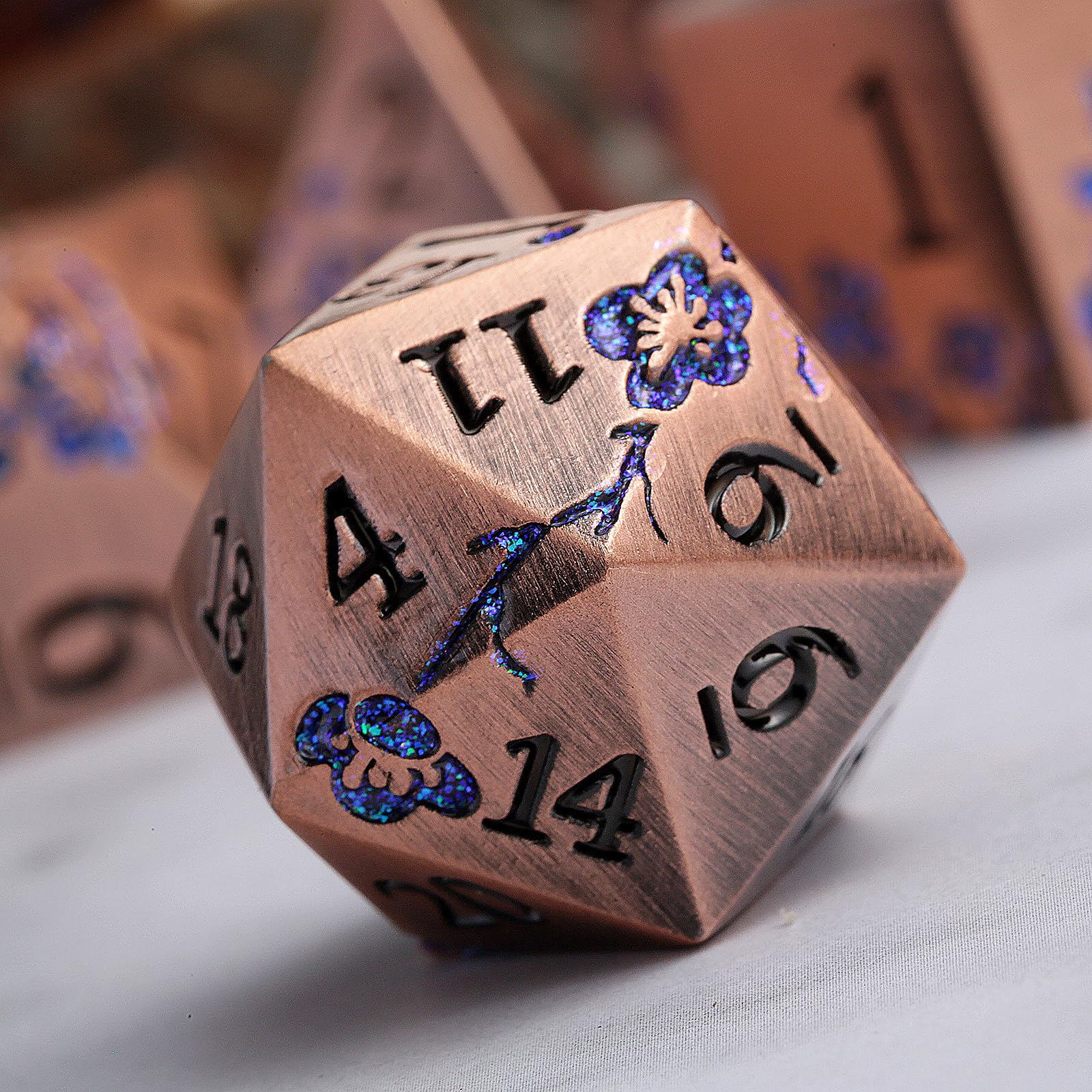 Premium 7-Piece Antique Copper Metal Dice Set - Floral Engraved DND Dice for Dungeons & Dragons RPG Tabletop Games, D&D Gifts with Elegant Storage Case - Perfect for D&D Campaigns, Collector Displays & Tabletop Gaming Nights