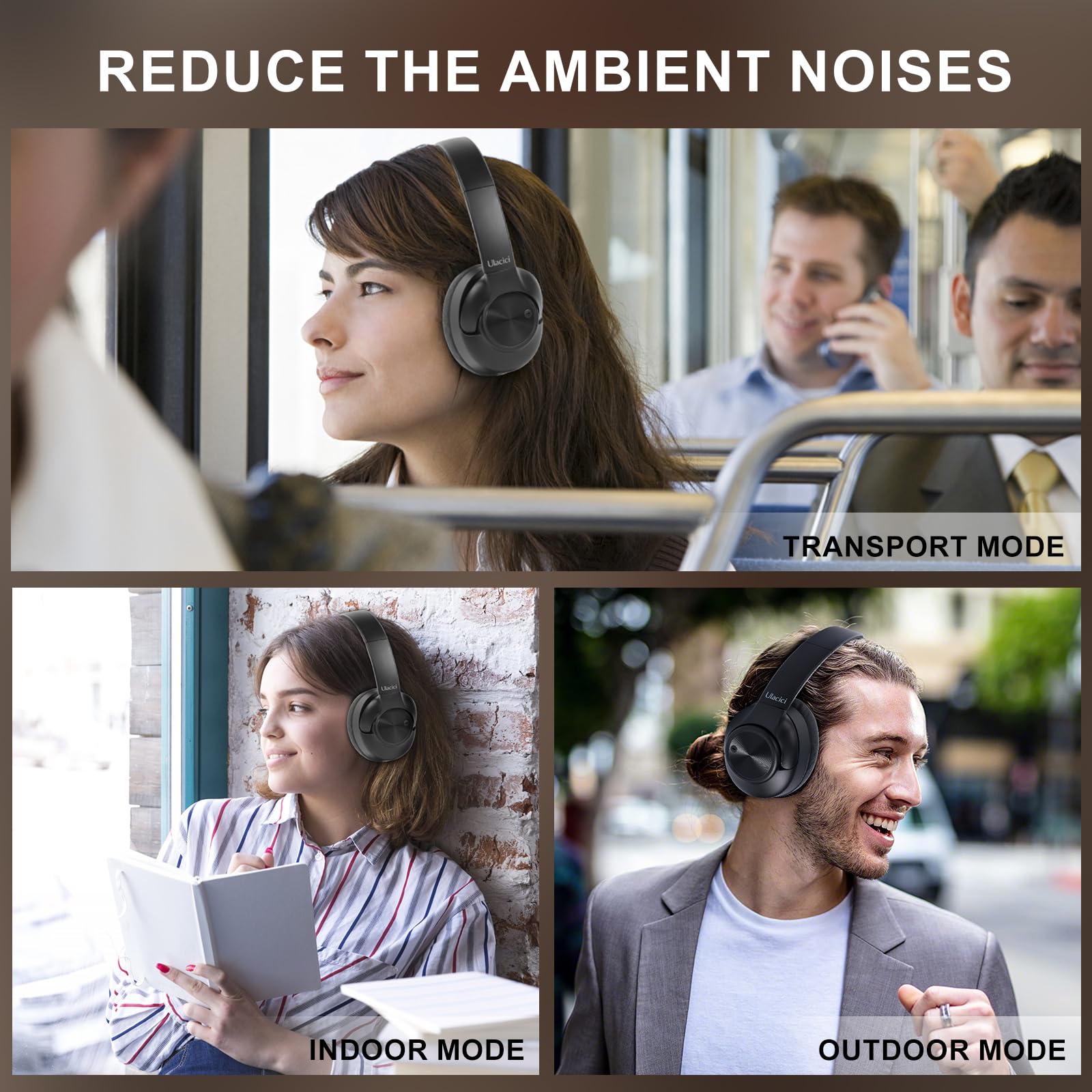 Premium Active Noise Cancelling Headphones - Wireless Bluetooth Over-Ear Headphones with HiFi Sound, 60H Playtime for Android/iOS - Perfect for Travel, Work & Gaming