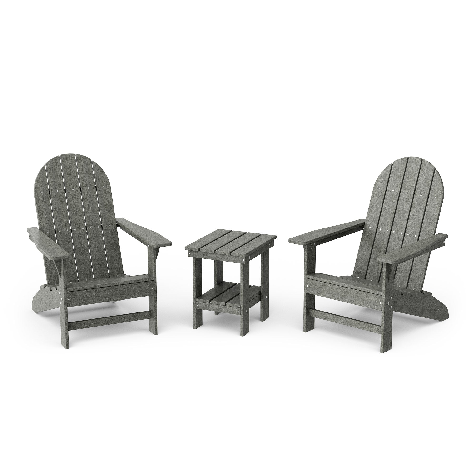 Freedom 3-Piece Traditional Adirondack Chair Set with Side Table - Outdoor Patio Furniture for Garden, Deck, Poolside & Backyard Relaxation