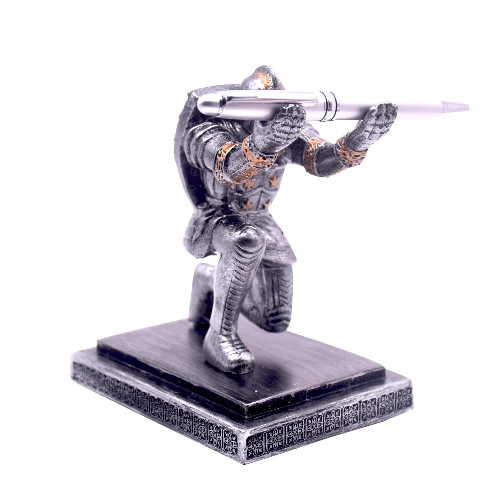 Medieval Knight Pen Holder - Iron Shield Soldier Desk Organizer & Pencil Holder for Office, Gaming Room, or Medieval-Themed Decor