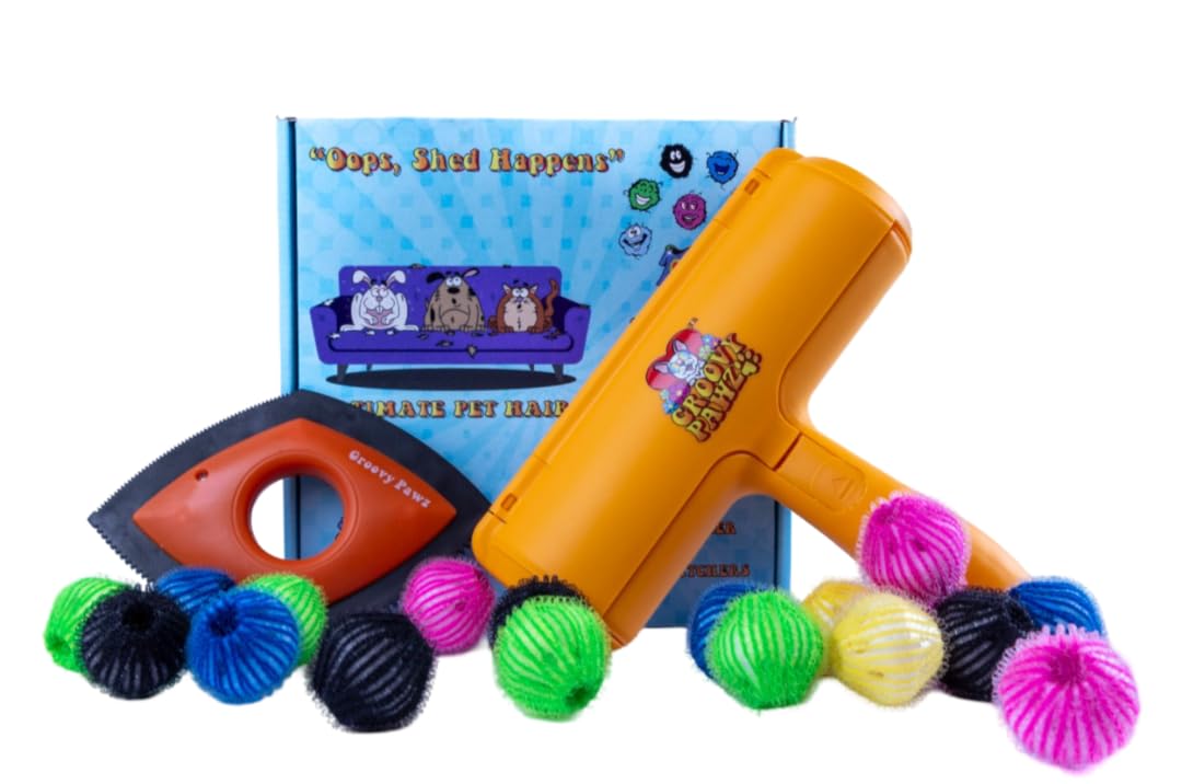 Ultimate Pet Hair Removal Kit - 18 Reusable Washer/Dryer Balls & Static Hair Brush for Dogs & Cats | Safe Gentle Car Upholstery & Furniture Cleaner | Perfect for Pet Owners & Allergy Sufferers
